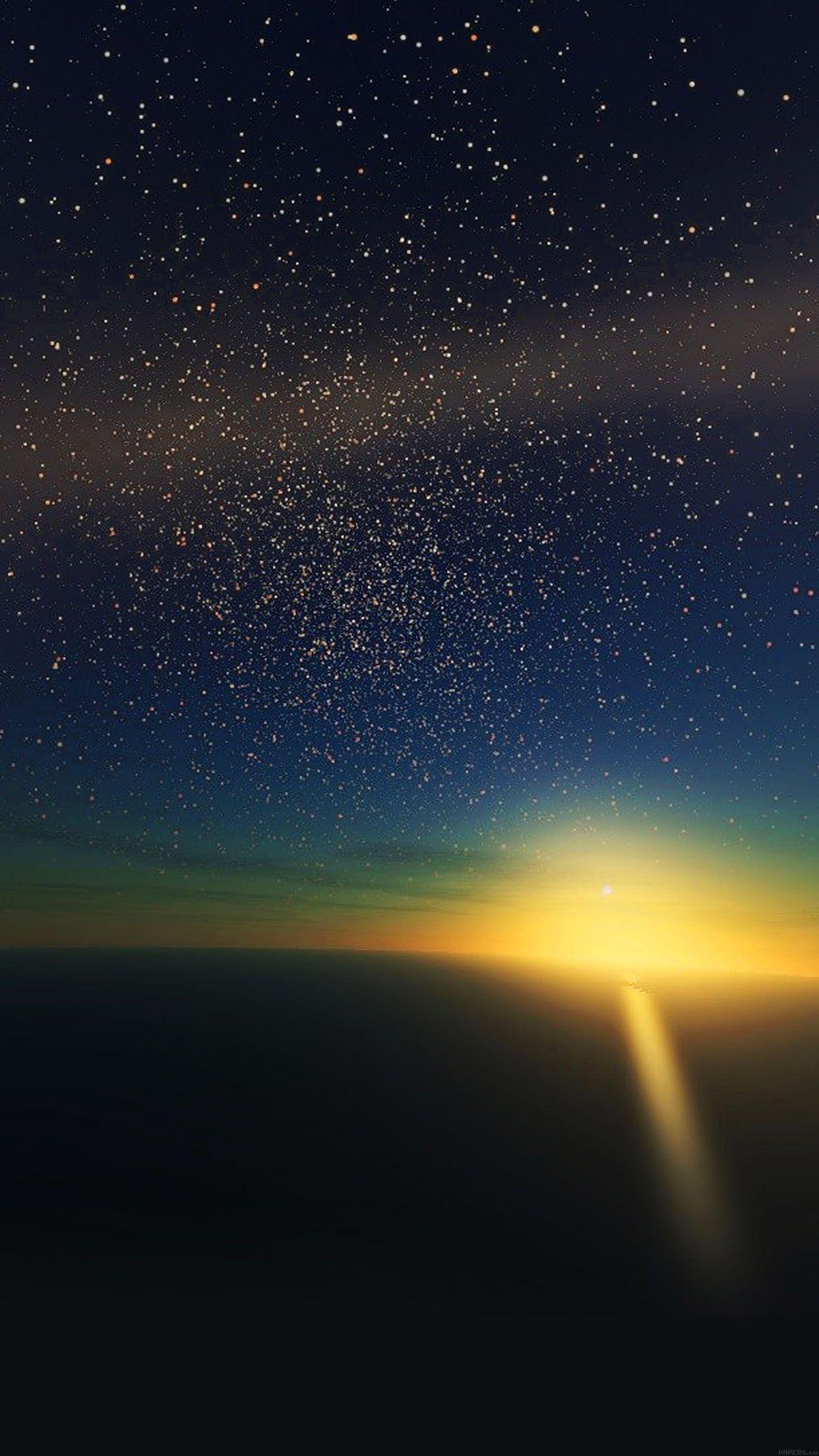 1242x2208 Stars Shine Horizon Space Sky Nature