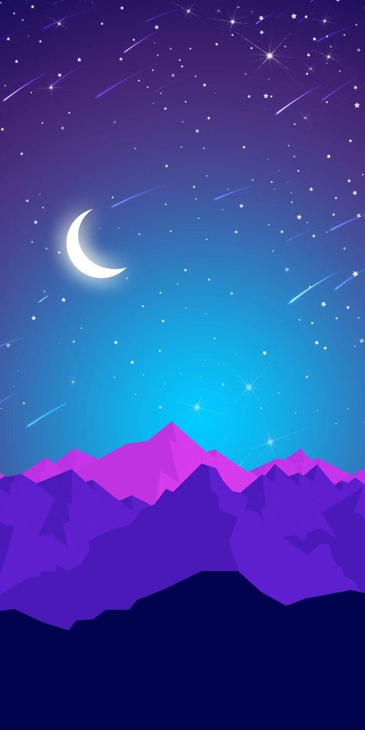739x1478 Night Mountains Moon Shining Stars iPhone Wallpaper. Apple wallpaper, Cute wallpaper background, Cellphone wallpaper