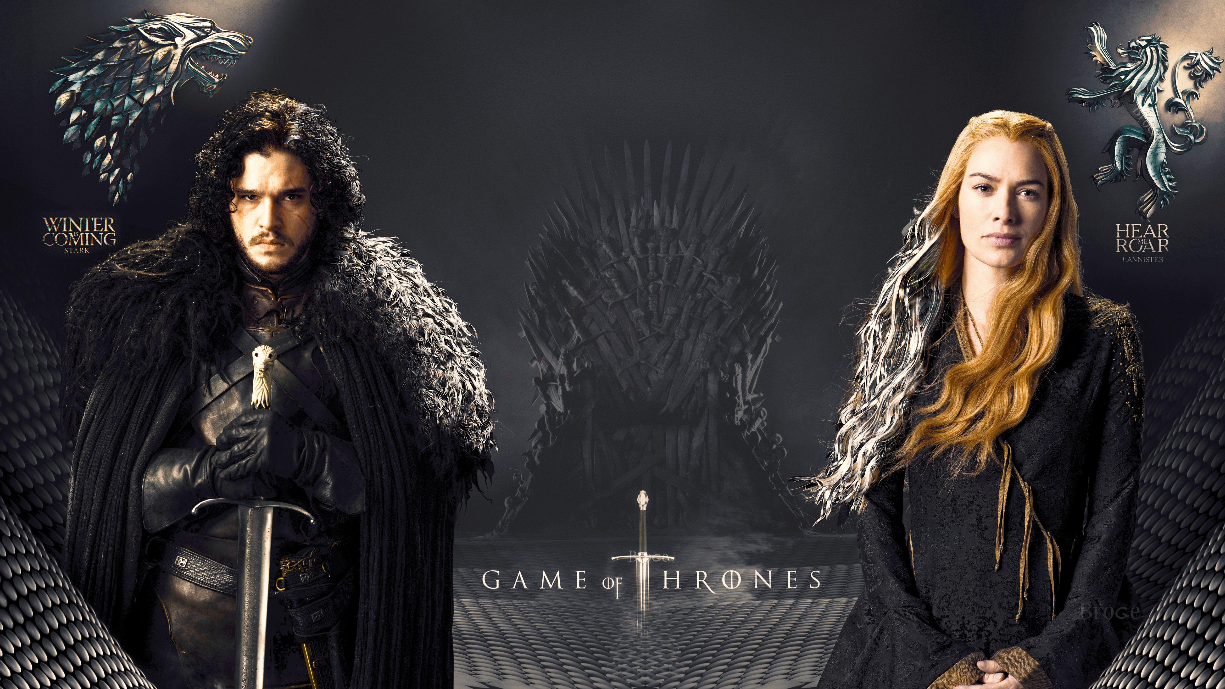 5120x2880 Jon Snow and Cersei Lannister 5K UHD 16:9 5120x2880 Wallpaper. UHD