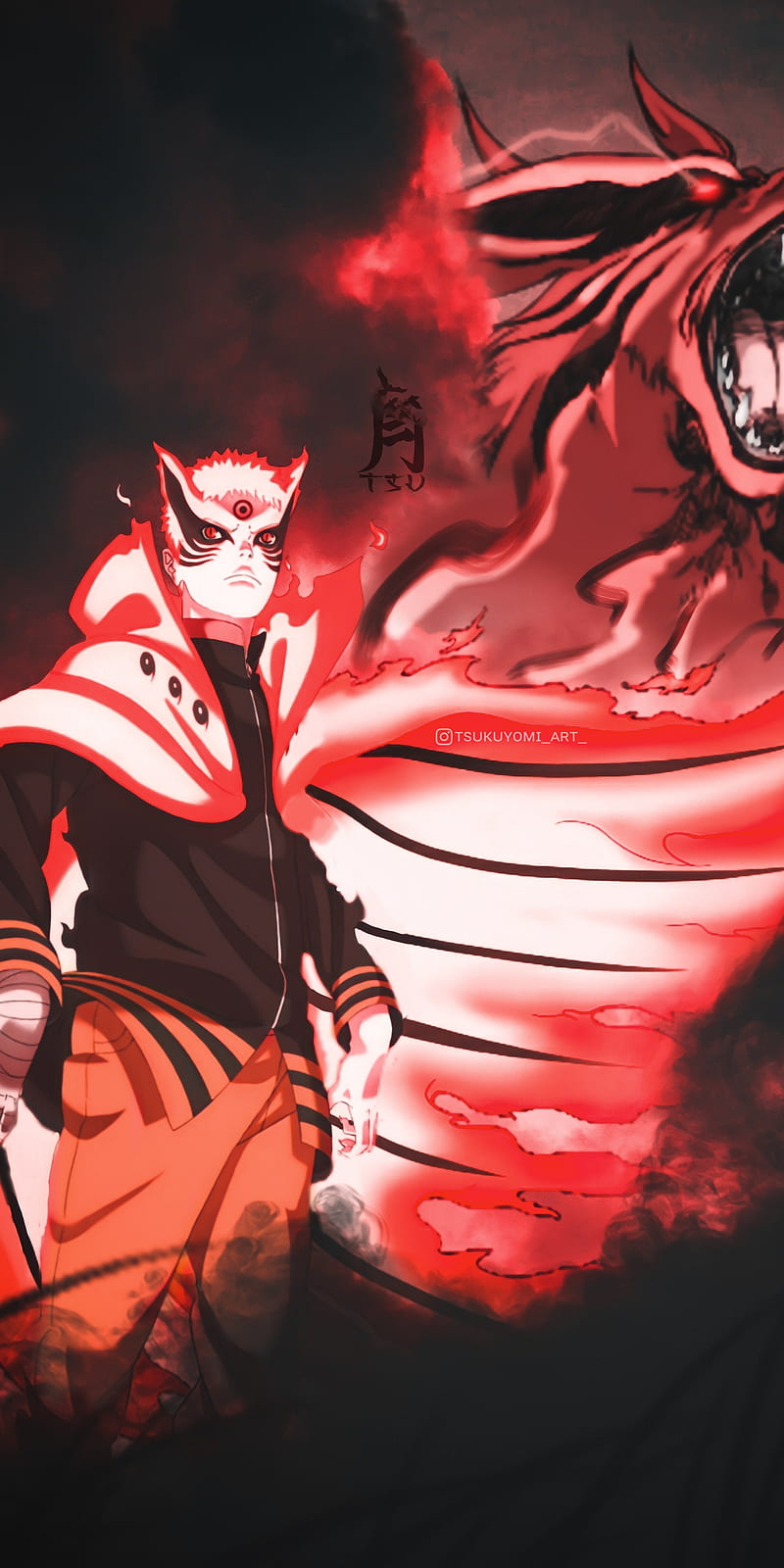 800x1600 Naruto Baryon Mode, shippuden, naruto uzumaki, ninetails, fourtails, anime, HD phone wallpaper