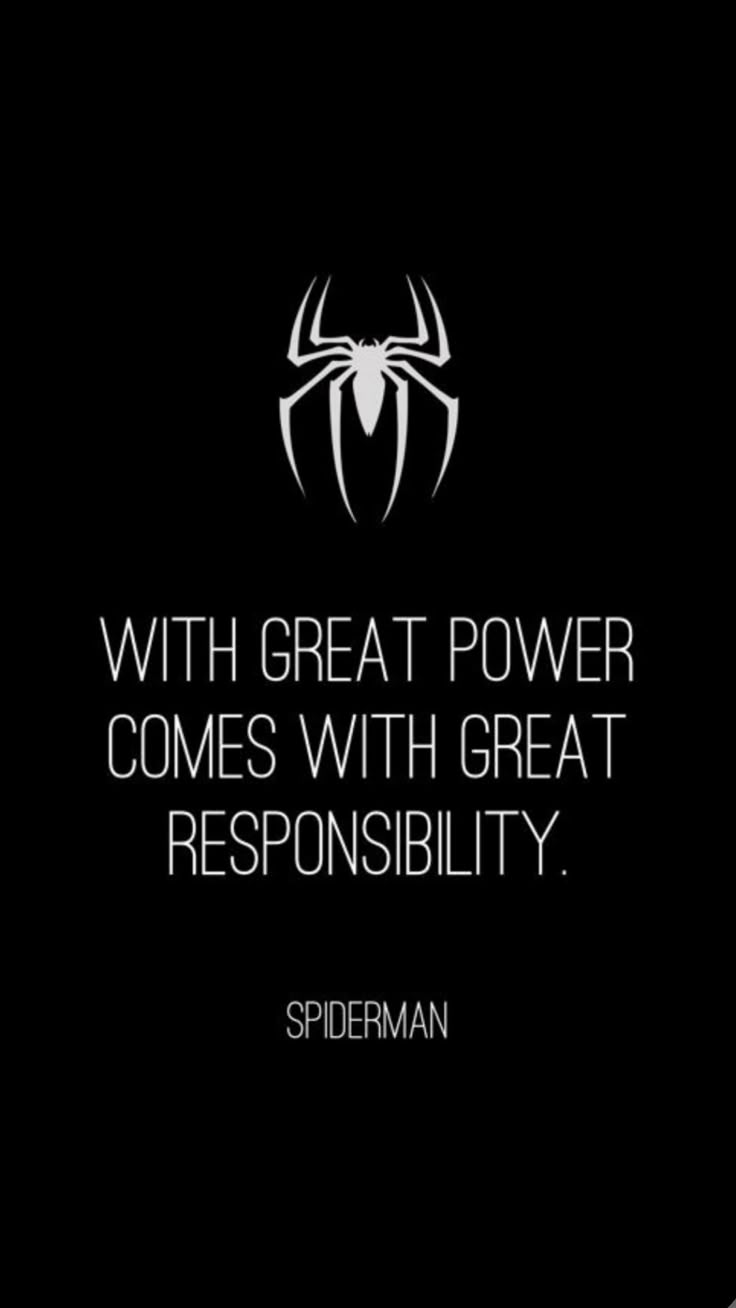 736x1308 Spiderman Quote: With Great Power Comes Great Responsibility. Spider man quotes, Swag words, All spiderman
