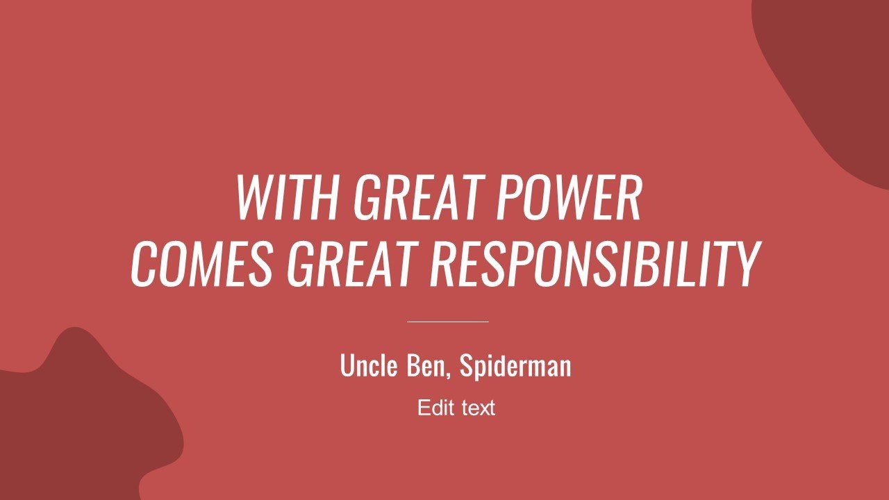 1280x720 With Great Power Comes Great Responsibility Quote Template 4 PowerPoint Templates