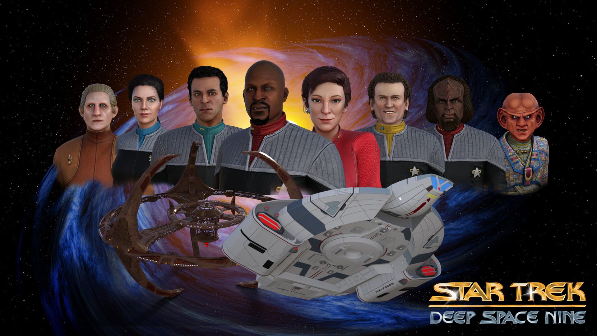 1920x1080 Wallpaper Deep Space Nine 3D Render, Digital Art