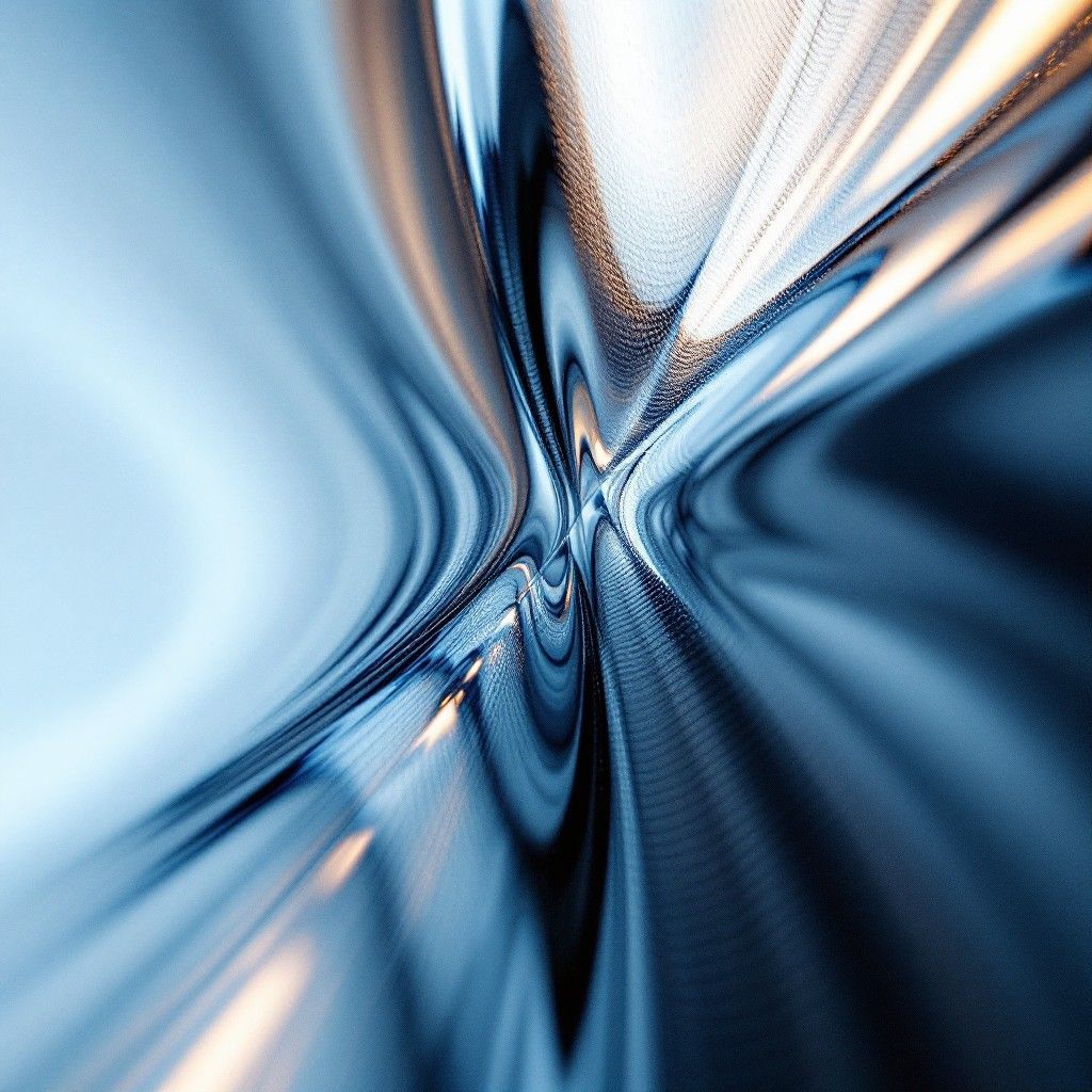 1024x1024 Free Flowing Chrome Abstract Image, Chrome, Metallic