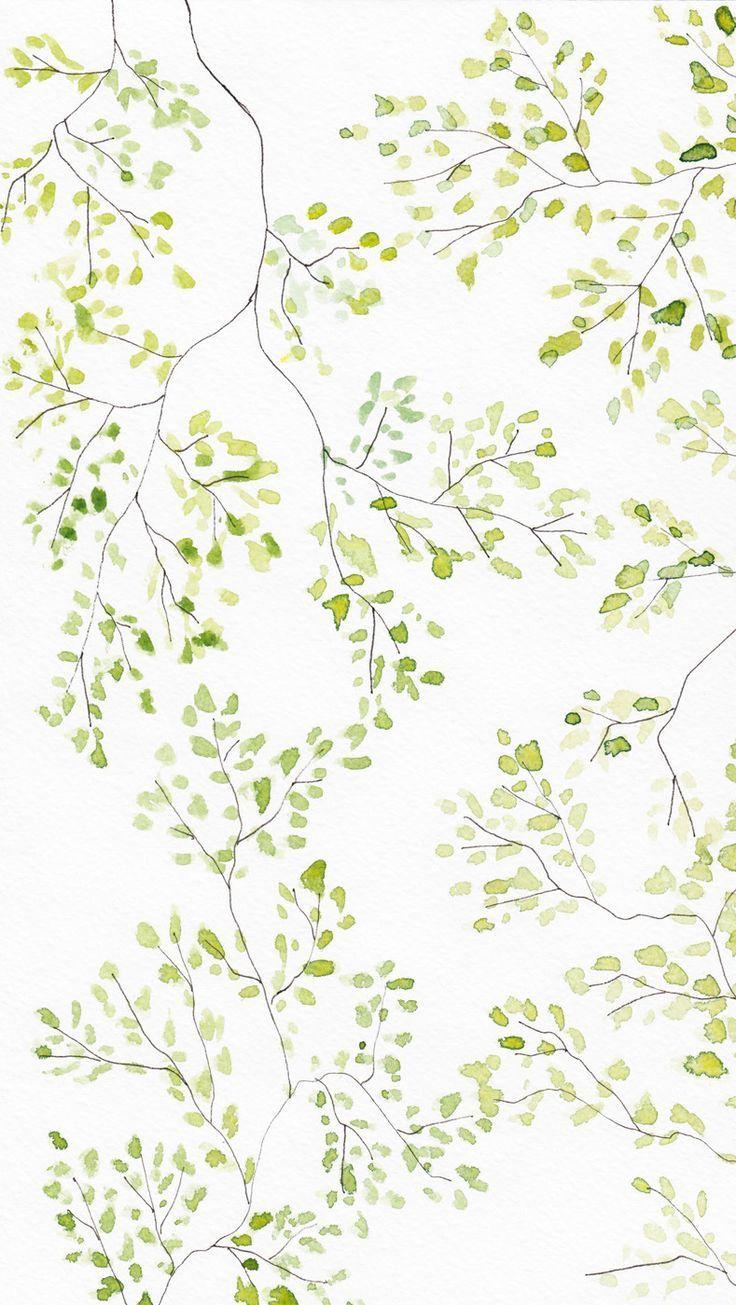 736x1305 Green white watercolour blossom leaves. Spring wallpaper, Art wallpaper, Cute wallpaper