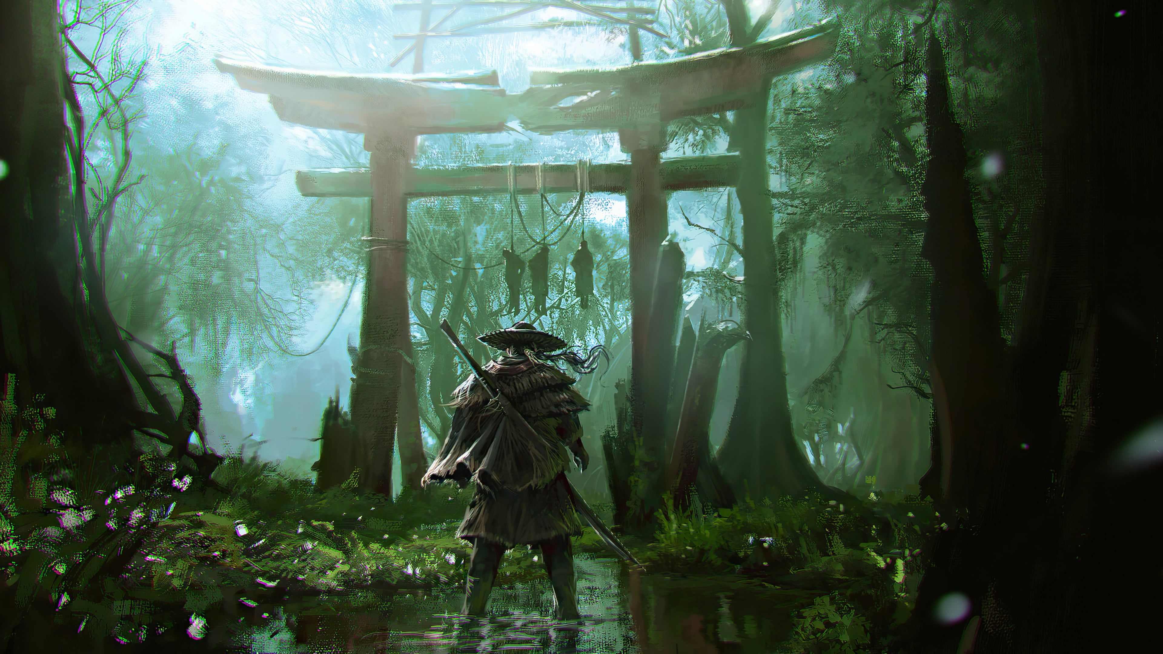 3840x2160 Wallpaper the game, samurai, games, art, samurai, ghost of tsushima for mobile and desktop, section игры, resolution 3840x2160