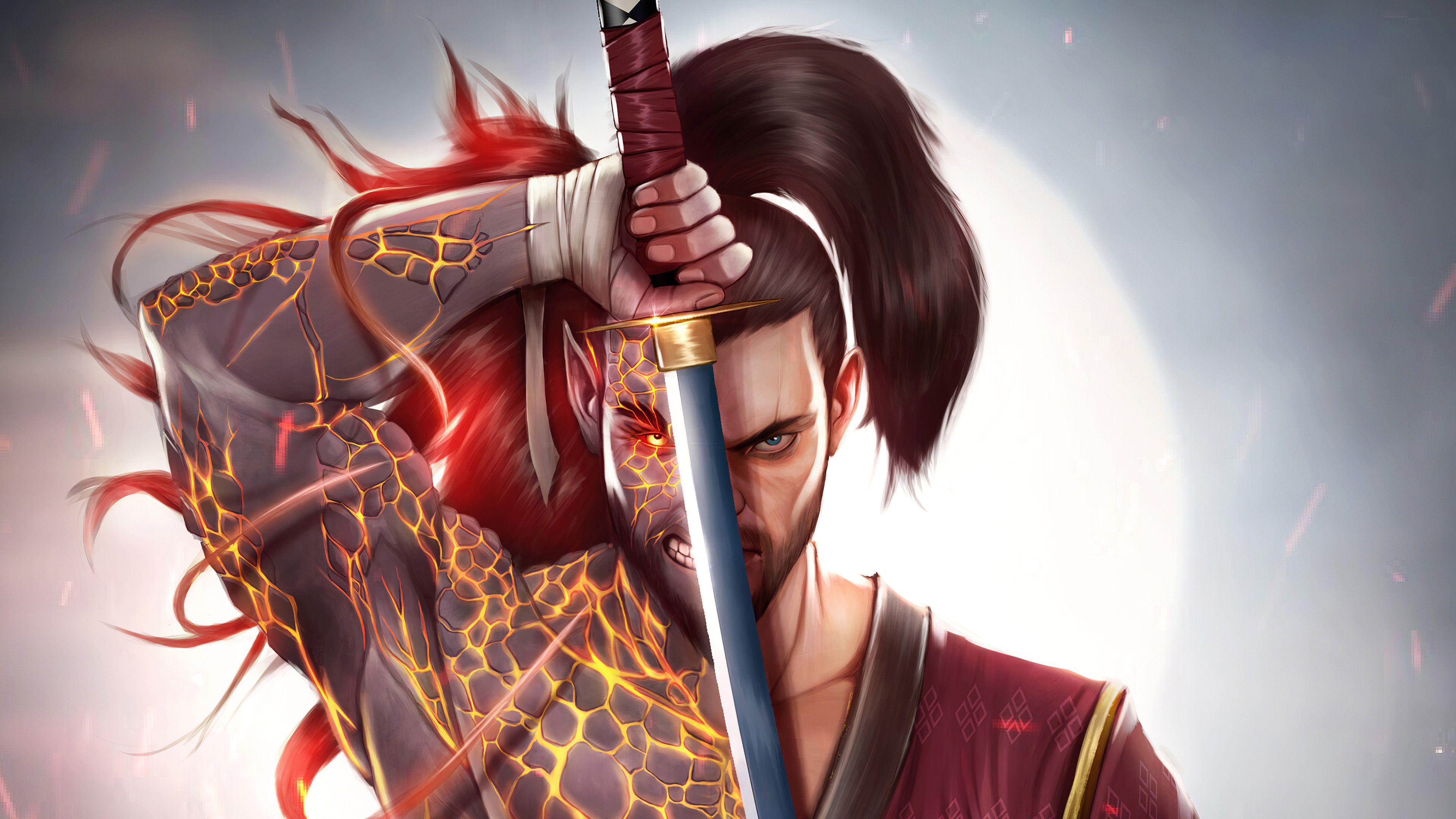 3840x2160 Man Samurai Warrior 4K HD Samurai Wallpaper