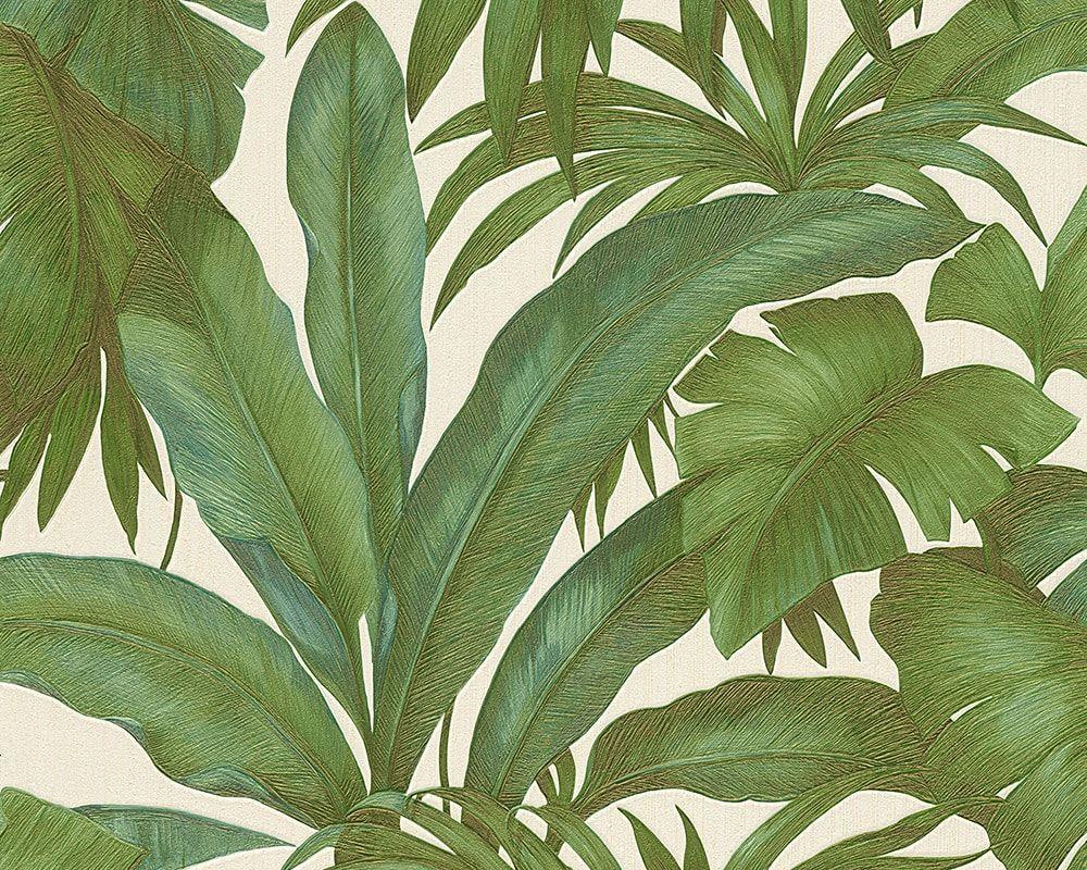 1000x800 Versace Palm Leaf Green and White Wallpaper