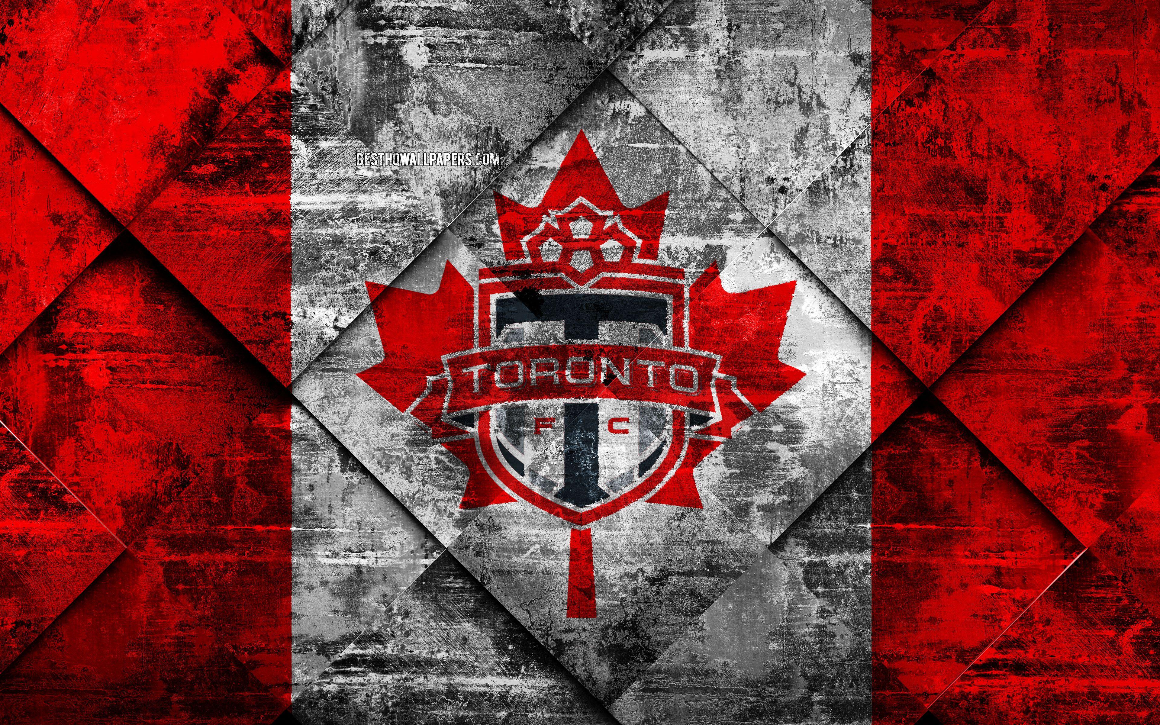 3840x2400 Download wallpaper Toronto FC, 4k, Canadian soccer club, grunge art, grunge texture, Canadian flag, MLS, Toronto, Ontario, Canada, USA, Major League Soccer, USA flag, soccer, football for desktop with resolution 3840x2400. High