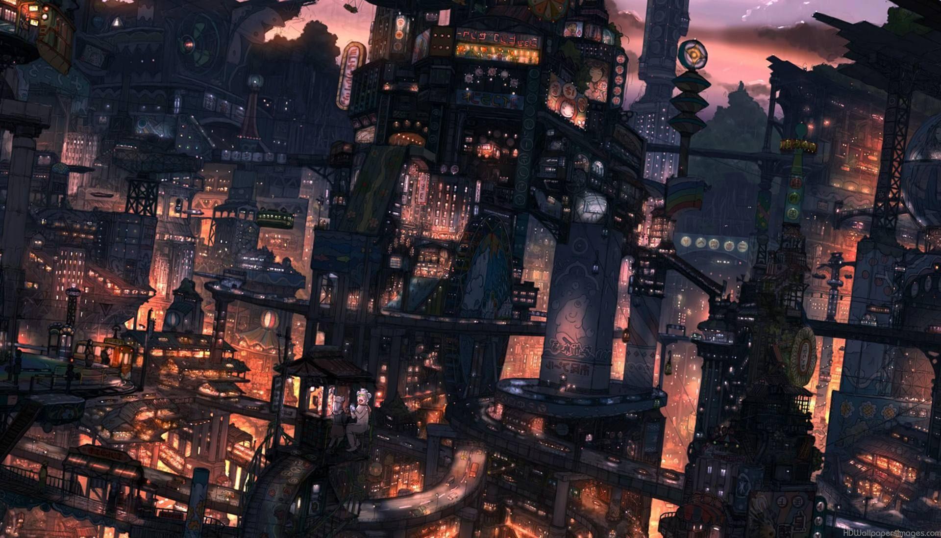 1920x1097 Fantasy City Wallpaper, Picture, Image