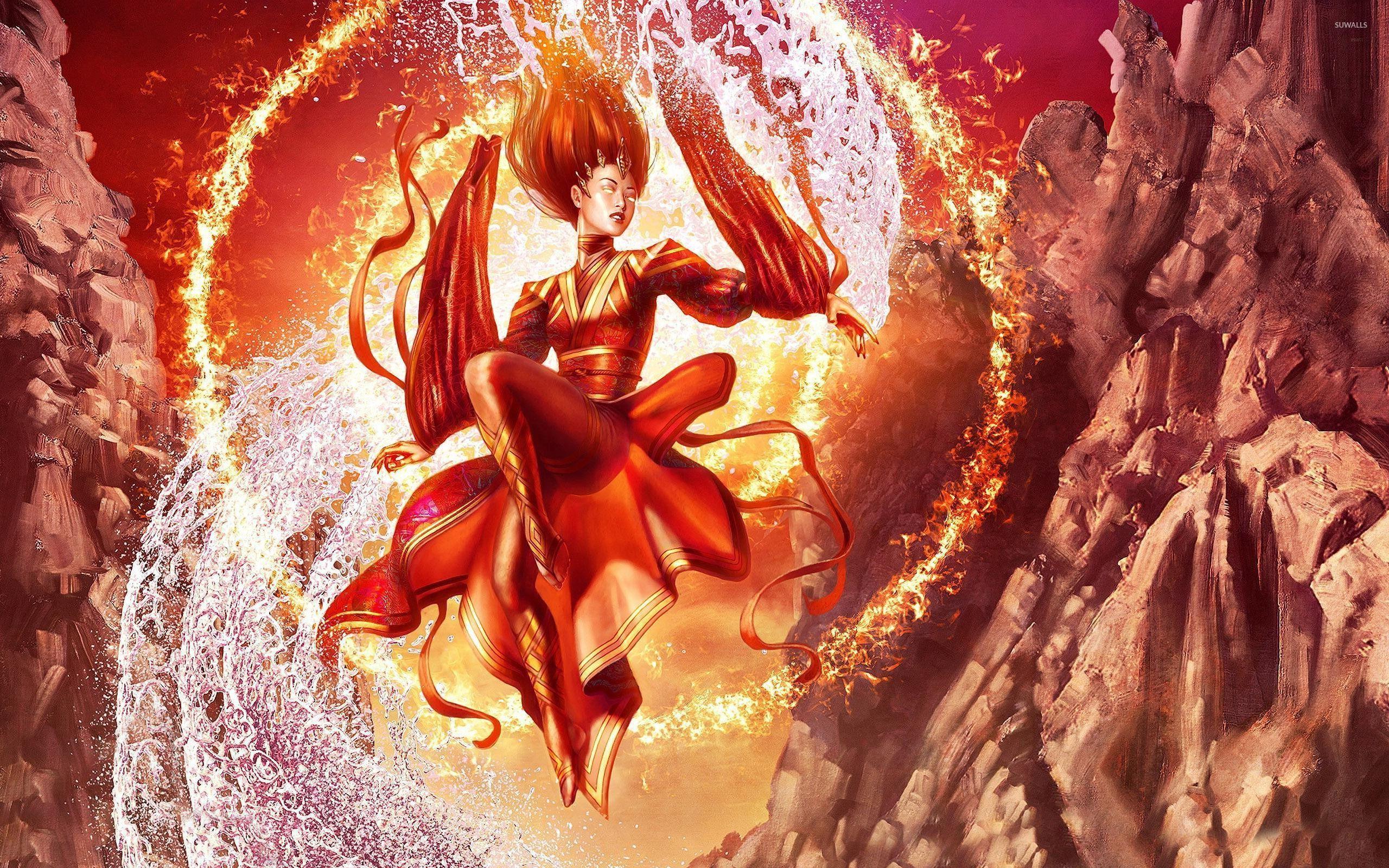 2560x1600 Fire and water fairy wallpaper wallpaper