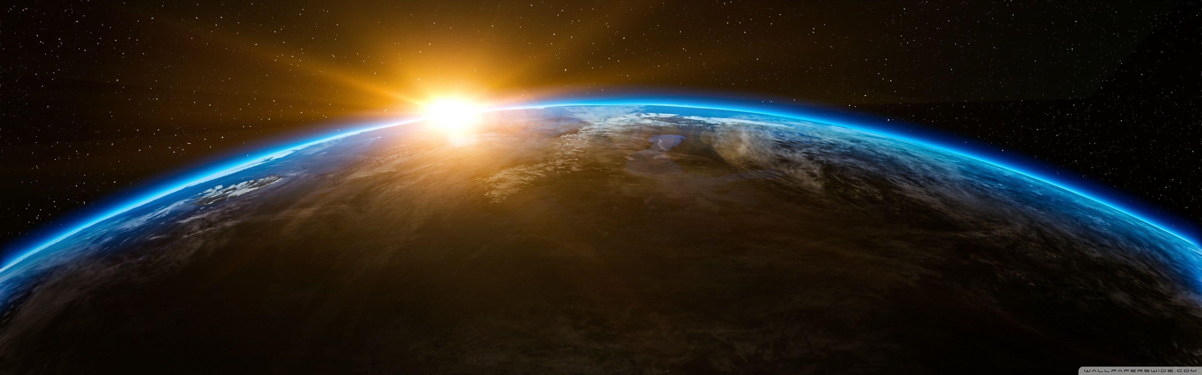 3840x1200 Earth Sunrise from Space Ultra HD Desktop Background Wallpaper for 4K UHD TV : Widescreen & UltraWide Desktop & Laptop : Multi Display, Dual & Triple Monitor : Tablet