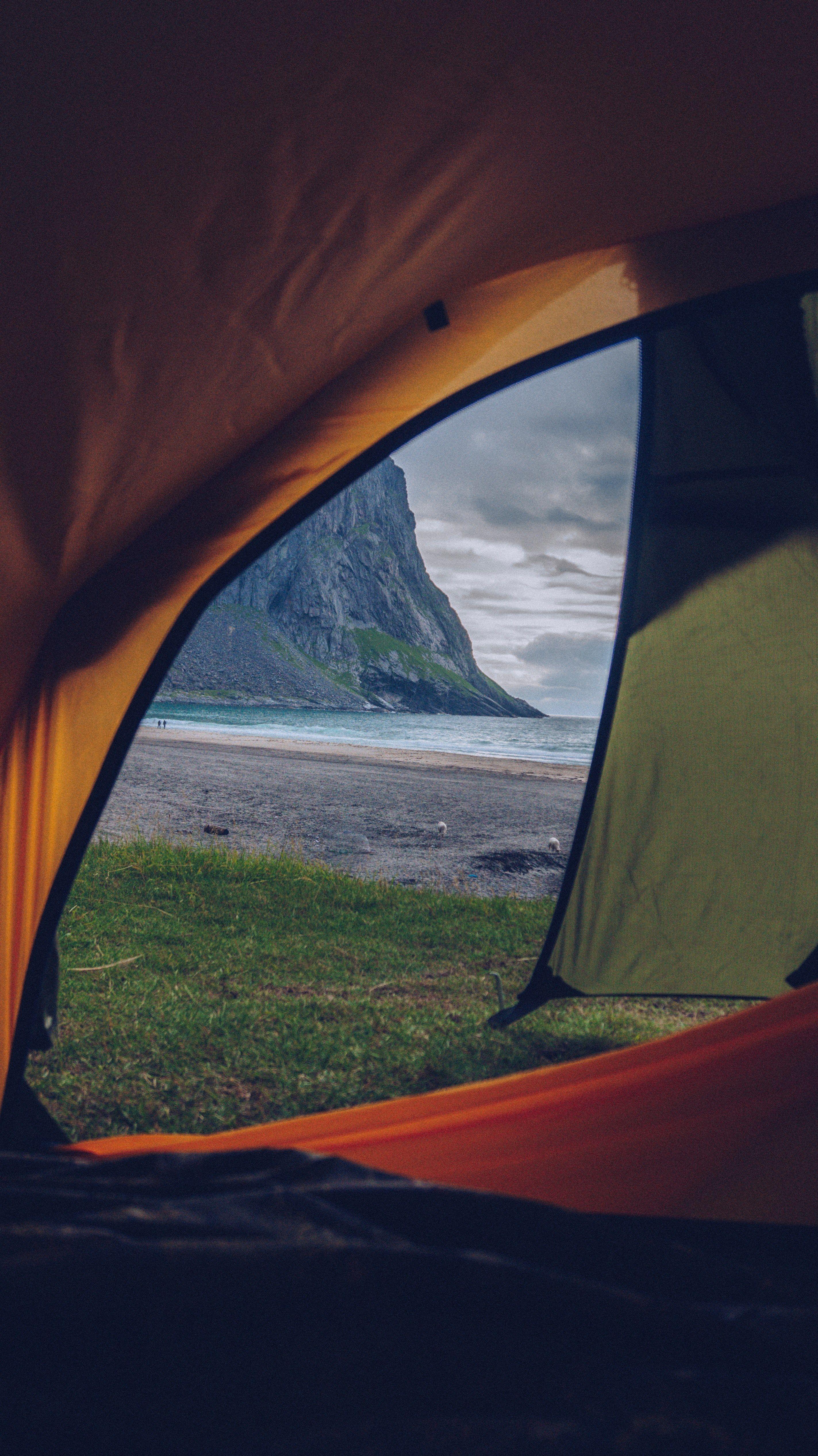 2846x5068 Wallpaper / tent tent view camping and seaside HD 4k wallpaper