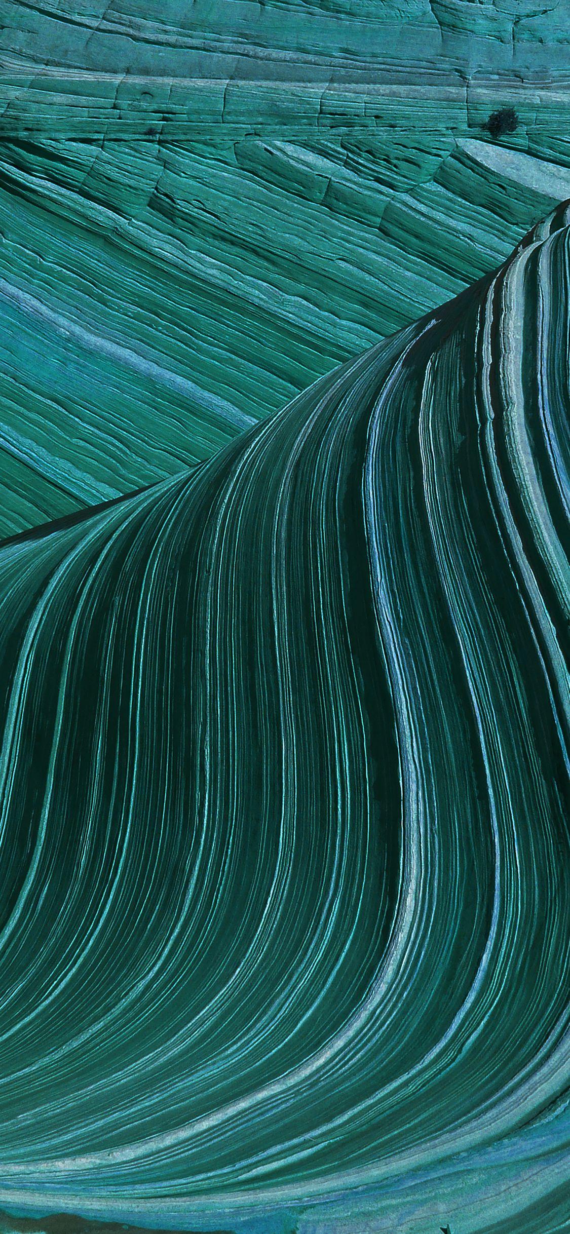 1125x2436 Swirling Patterns Wave Green Mountain Nature