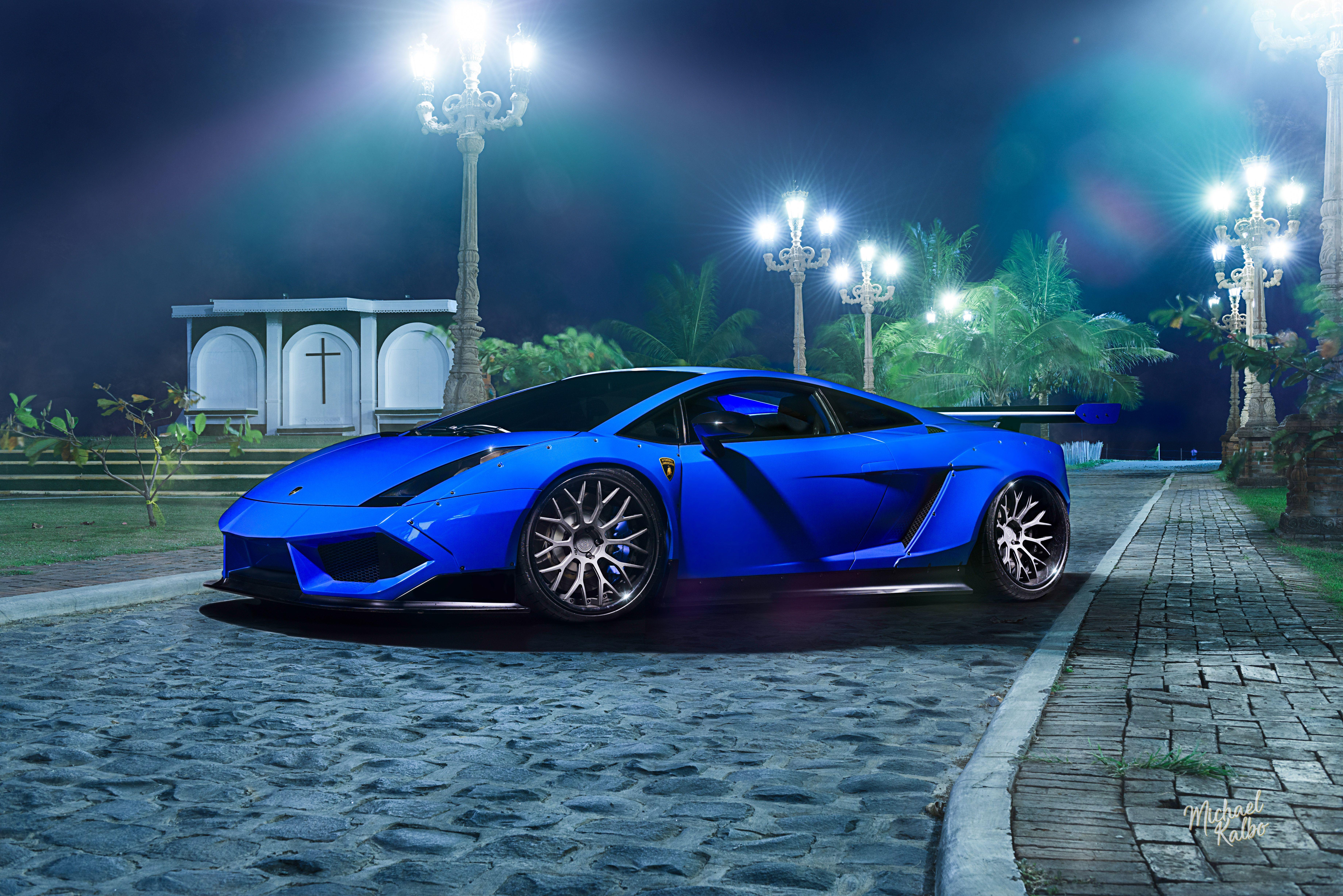 7360x4912 Wallpaper Lamborghini Gallardo, Night, Blue, 4K, 8K, Automotive / Cars,. Wallpaper for iPhone, Android, Mobile and Desktop