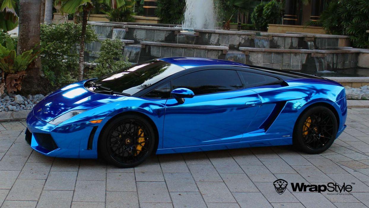 1244x700 Lamborghini gallardo Wrap Vinyl chrome blue wallpaperx1080