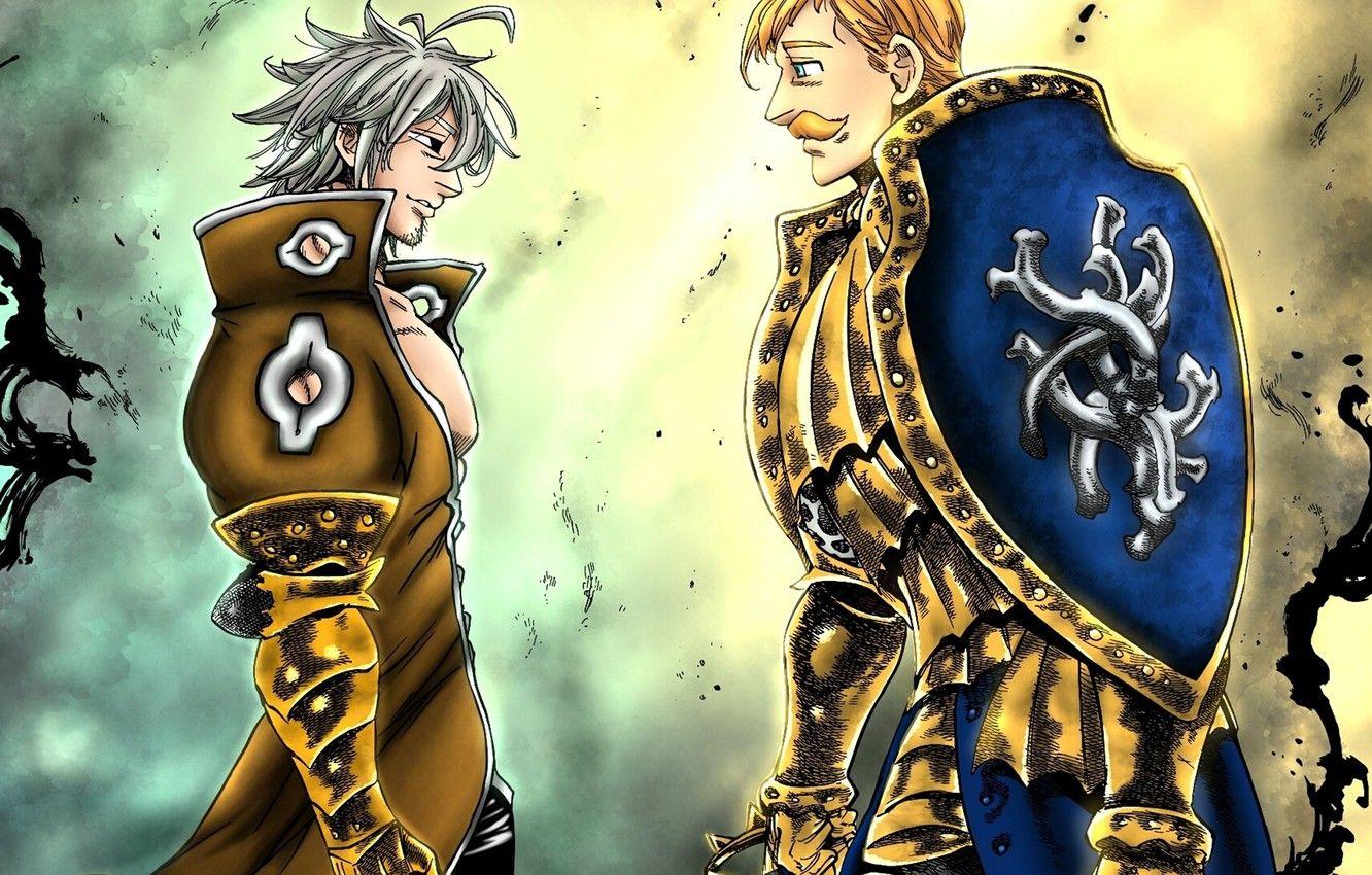 1332x850 Wallpaper demon, red, game, fighter, soldier, green eyes, anime, man, dragon, captain, blonde, asian, warrior, manga, japanese, Knight image for desktop, section прочее