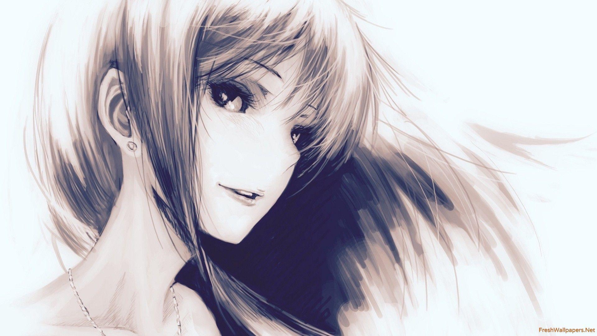 Anime Beautiful Girl Drawing Easy Stock Illustration 2283674045