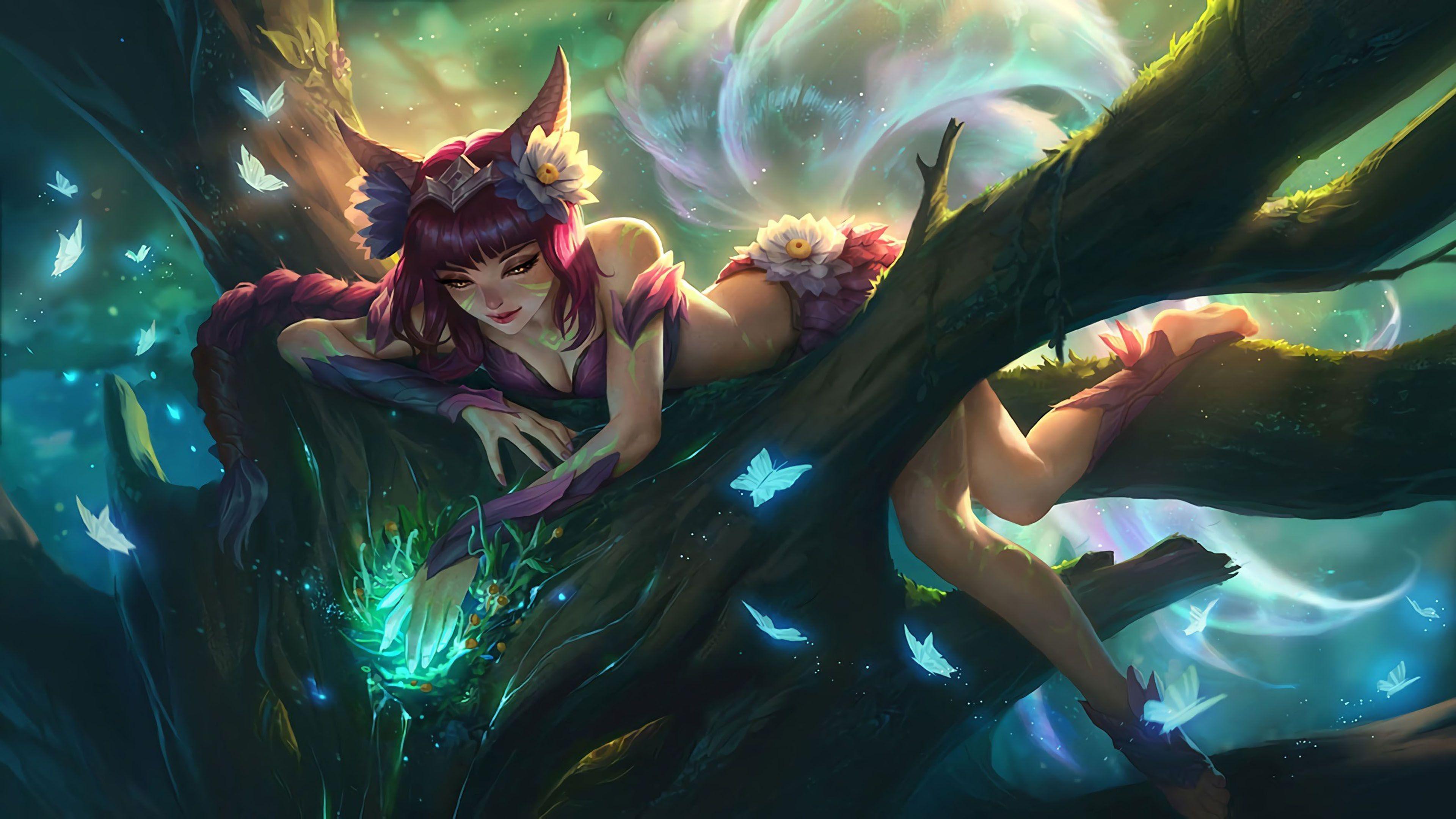 3840x2160 League of Legends Elderwood Ahri Skin Splash Art 4K Ultra HD TV Wallpaper for Desktop Laptop Tablet And Mobile Phones :