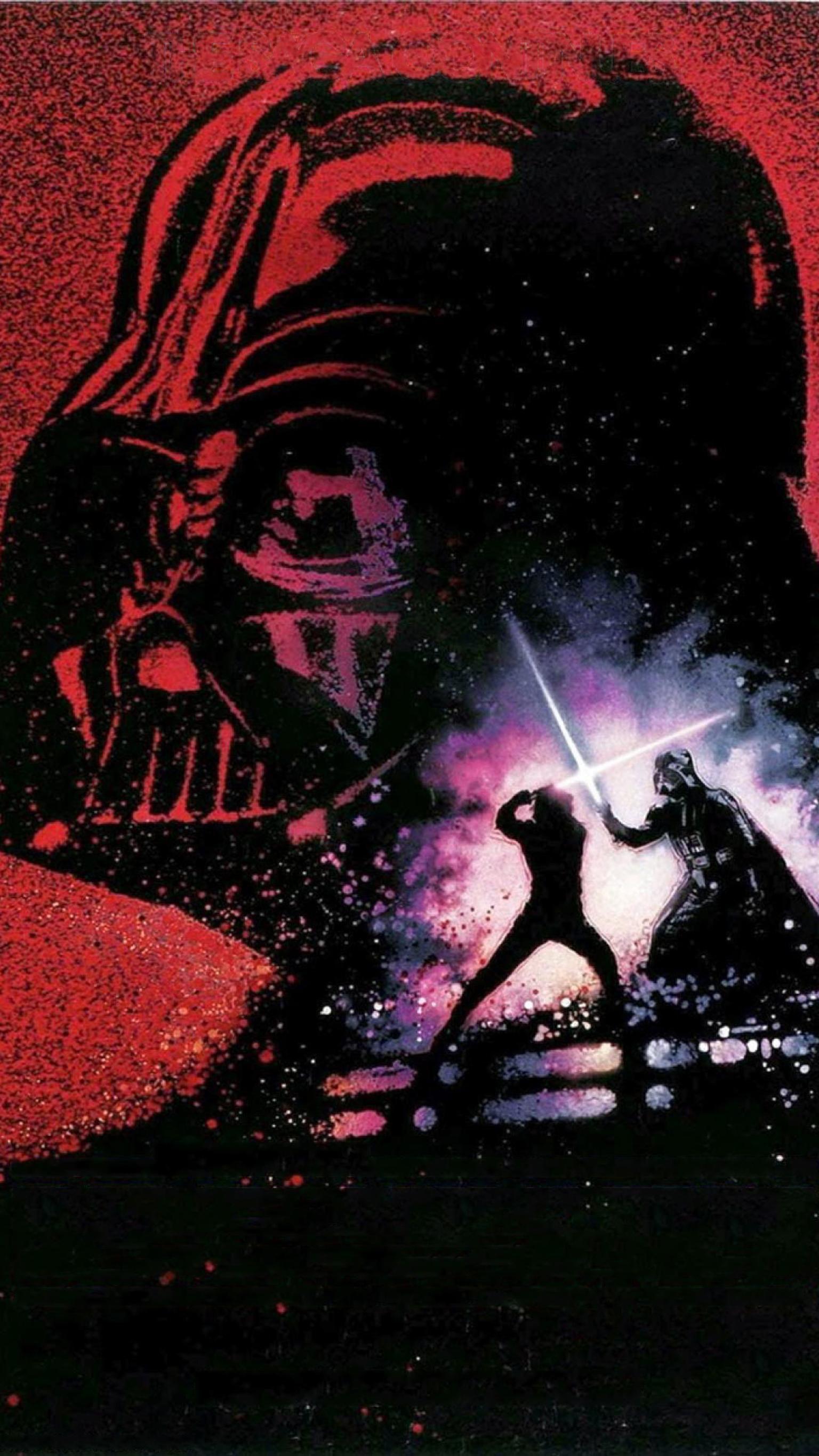 1536x2732 I love this as a phone wallpaper but I hate that Vader's lightsaber looks blue and Luke's looks red. Could anyone change Luke's lightsaber to green and Vader's lightsaber to red? Thank