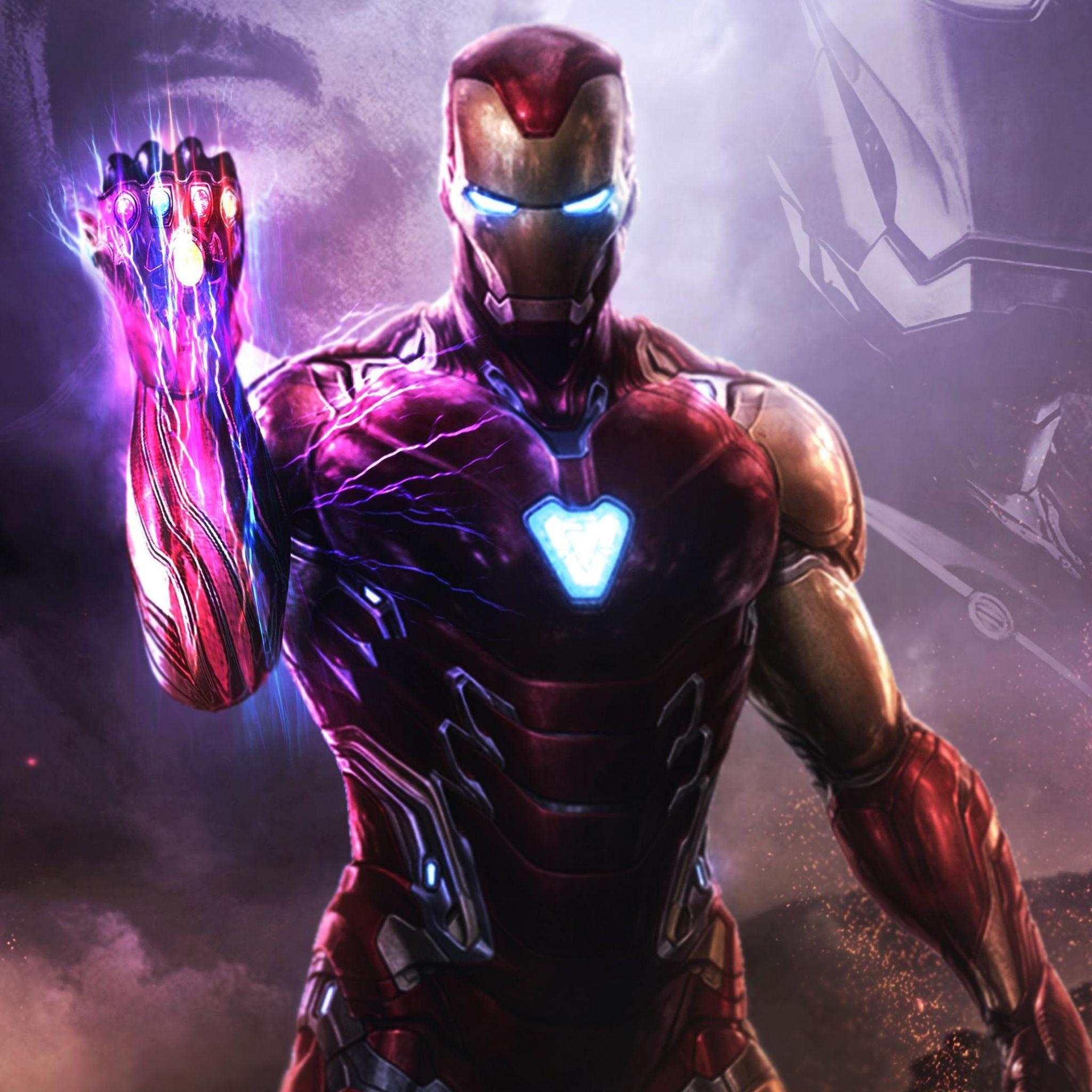 2048x2048 Iron Man Infinity Gauntlet Wallpaper