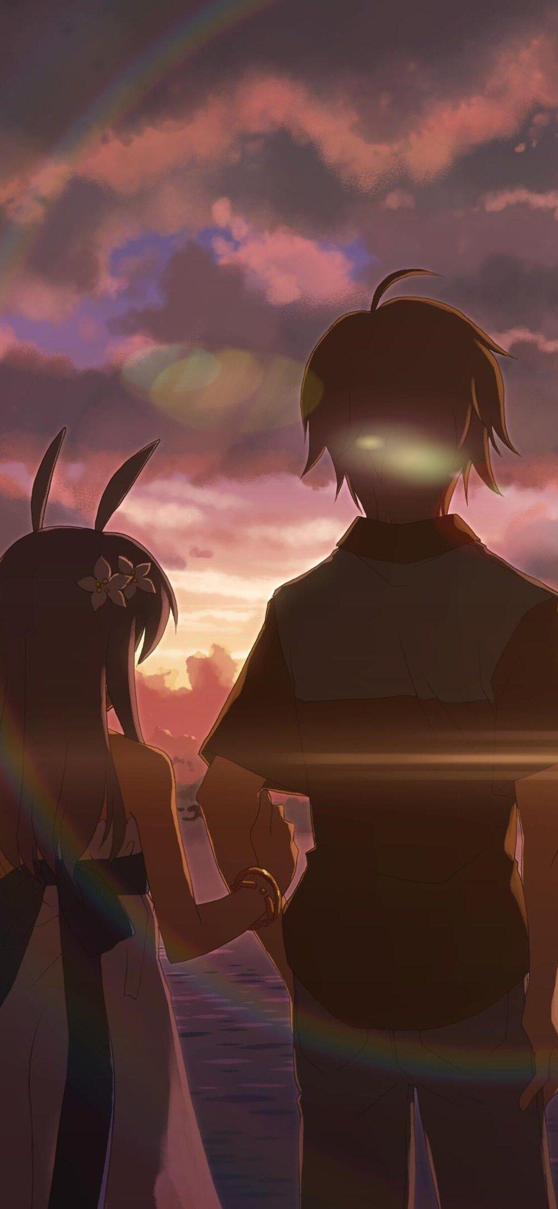 1125x2436 Anime Boy and Girl Alone iPhone XS, iPhone iPhone X HD 4k Wallpaper, Image, Background, Photo and Picture