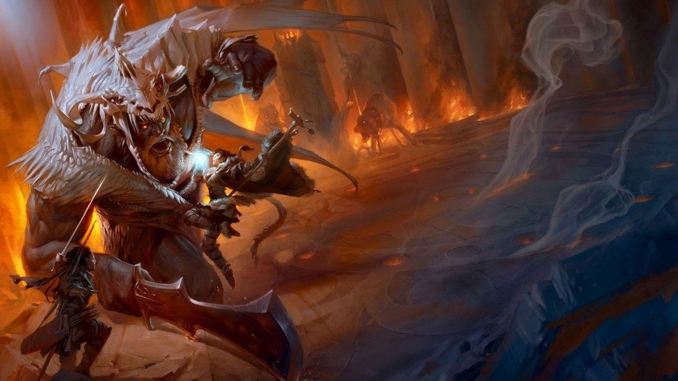 1366x768 Download 1366x768 Dungeons & Dragons, Monster, Magician, Wolves, Artwork, D&d Wallpaper for Laptop, Notebook