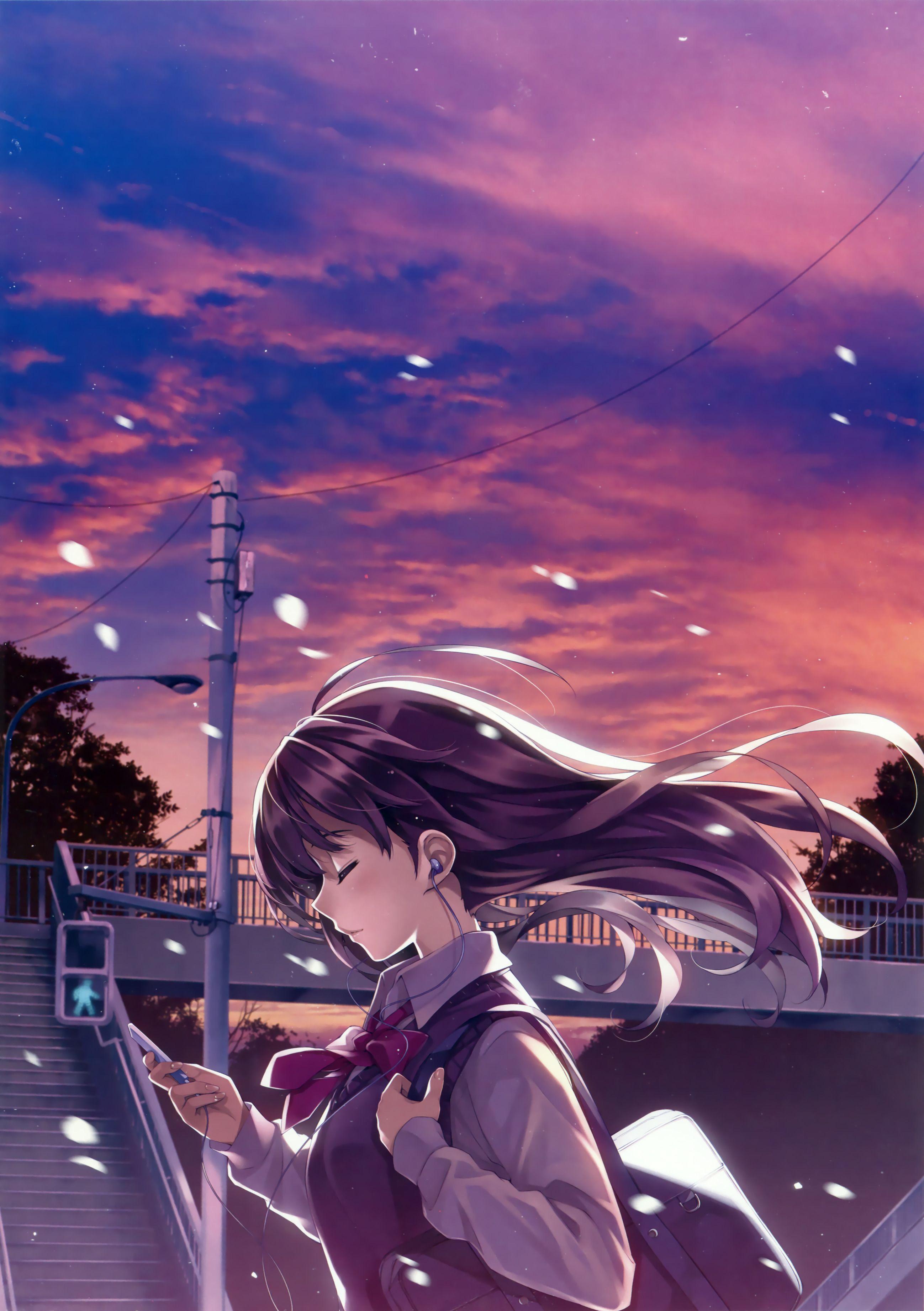 2597x3683 alone long hair schoolgirls anime girls wallpaper. Anime wallpaper and background. Mocah.org HD Wallpaper