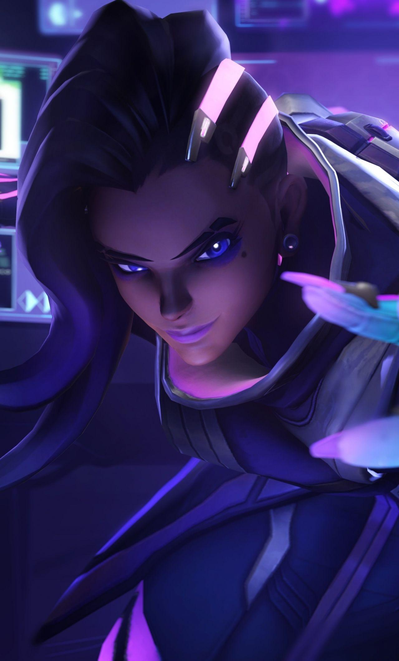1280x2120 Download 1280x2120 wallpaper sombra, overwatch, purple eyes, game, iphone 6 plus, 1280x2120 HD image, background, 16464