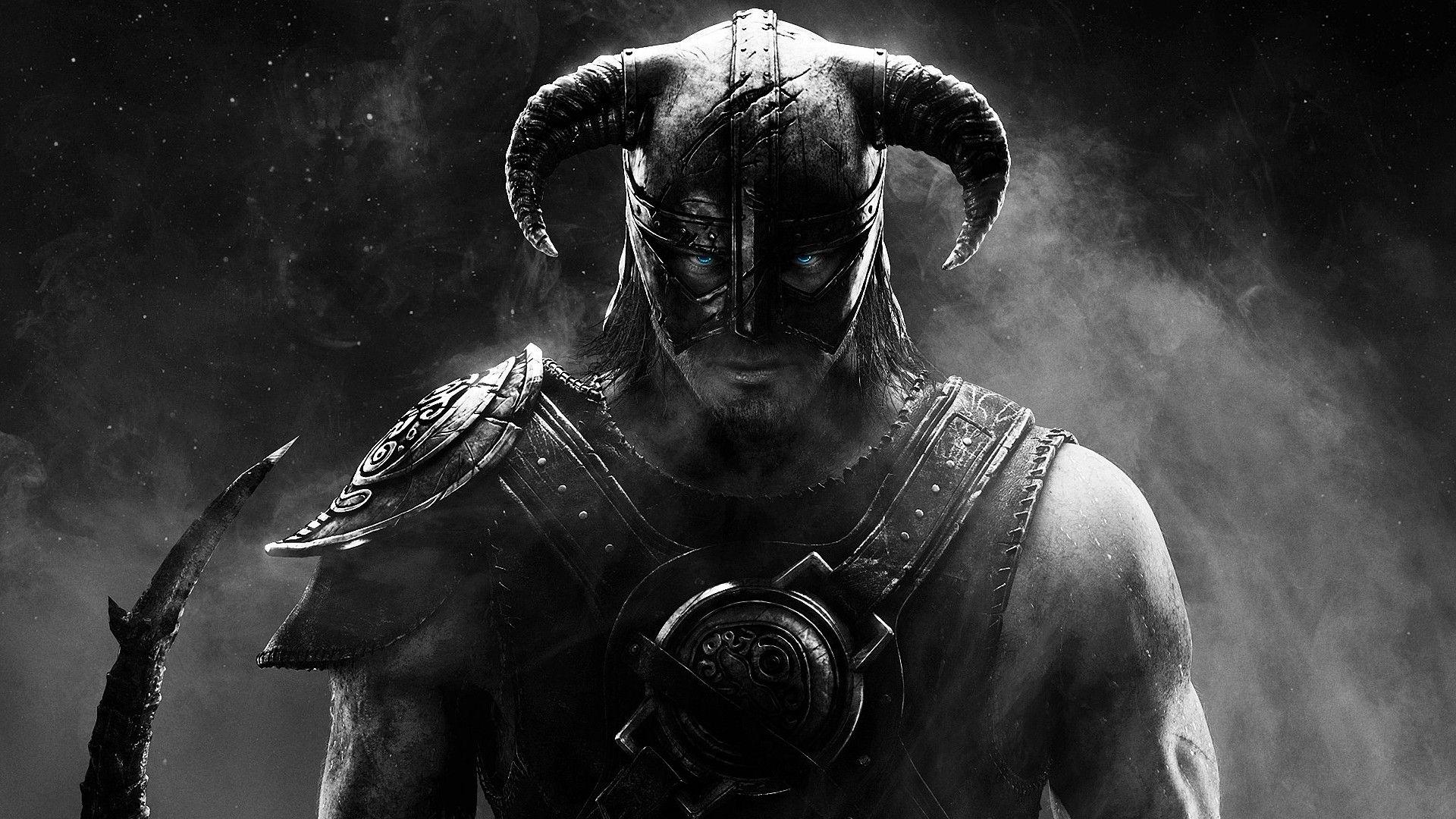 1920x1080 video games, grayscale, dovahkiin, dragonborn wallpaper