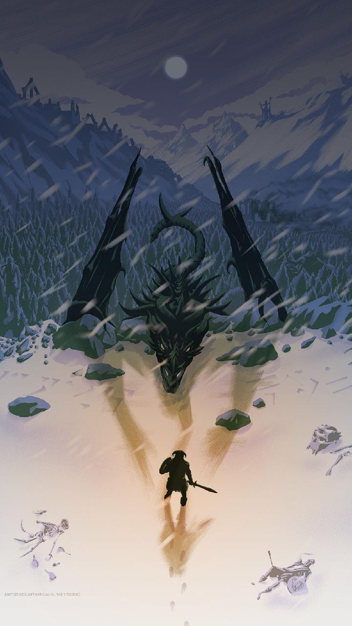 720x1280 Skyrim Minimalist. Skyrim wallpaper, Skyrim fanart, Dragonborn skyrim