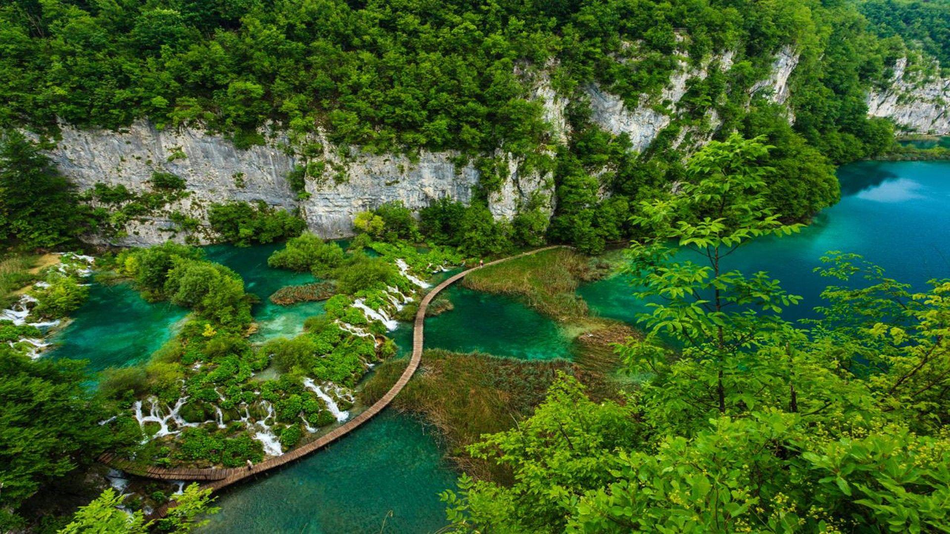 1920x1080 Plitvice Lakes National Park Ariel View Croatia Wallpaper HD :