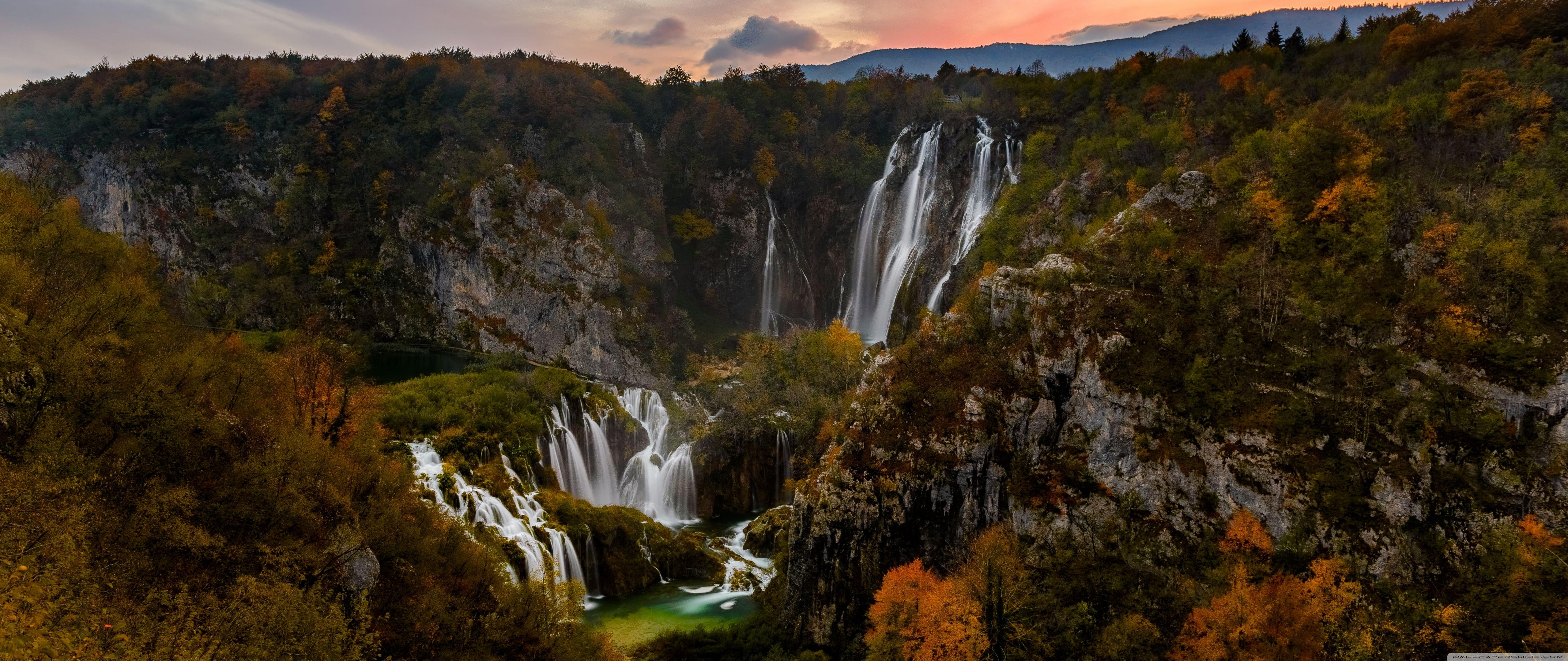5120x2160 Autumn, Waterfall, Plitvice Lakes National Park, Croatia Ultra HD Desktop Background Wallpaper for 4K UHD TV : Widescreen & UltraWide Desktop & Laptop : Tablet