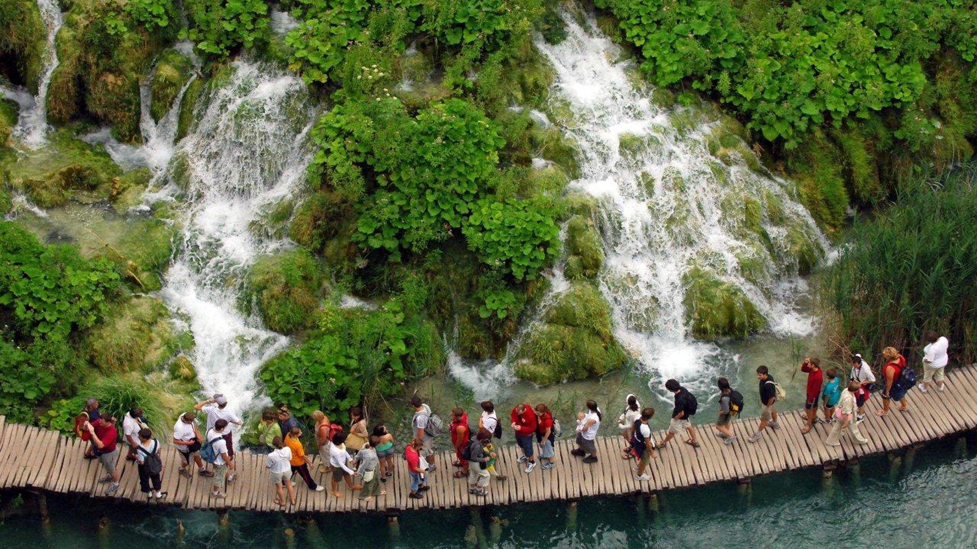 1920x1080 Plitvice Lakes National Park In Croatia View Of The Falls From The Air Desktop HD Wallpaper 1920x1200 :