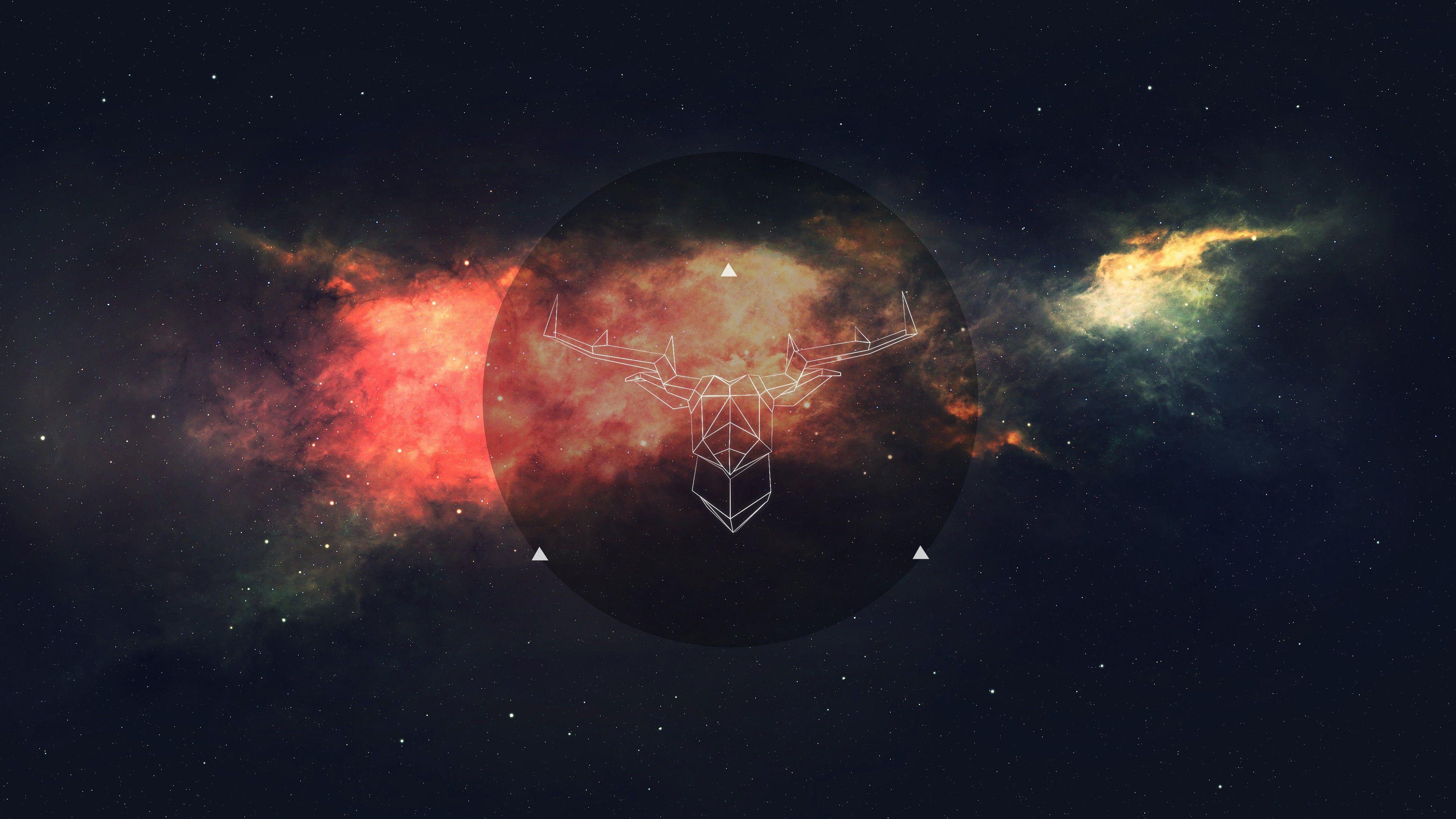 3840x2160 #minimalism, #deer, #space, #wireframe, wallpaper. Mocah.org HD Desktop Wallpaper