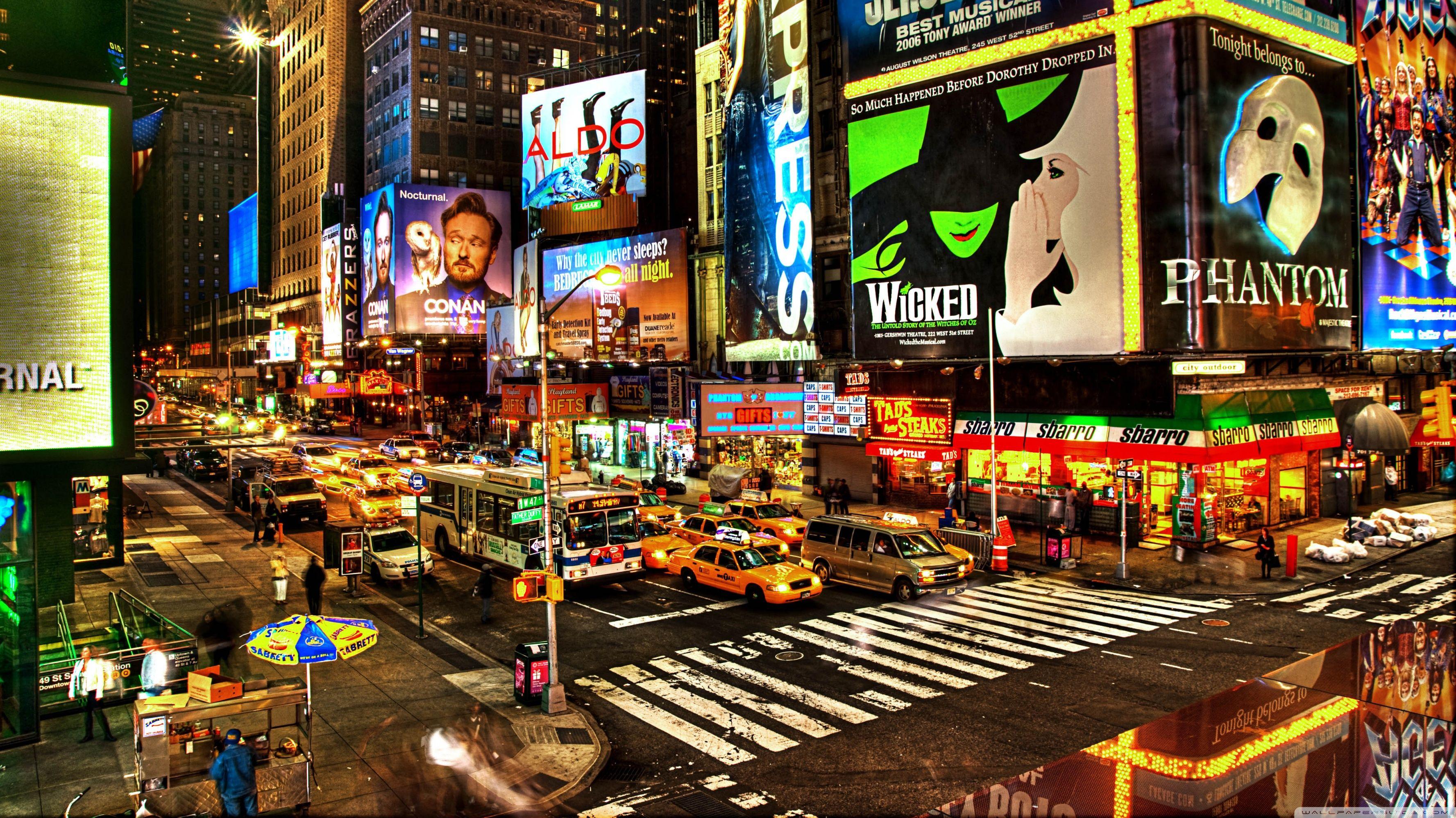 3554x1999 Street Advertising In New York Ultra HD Desktop Background Wallpaper for 4K UHD TV : Tablet