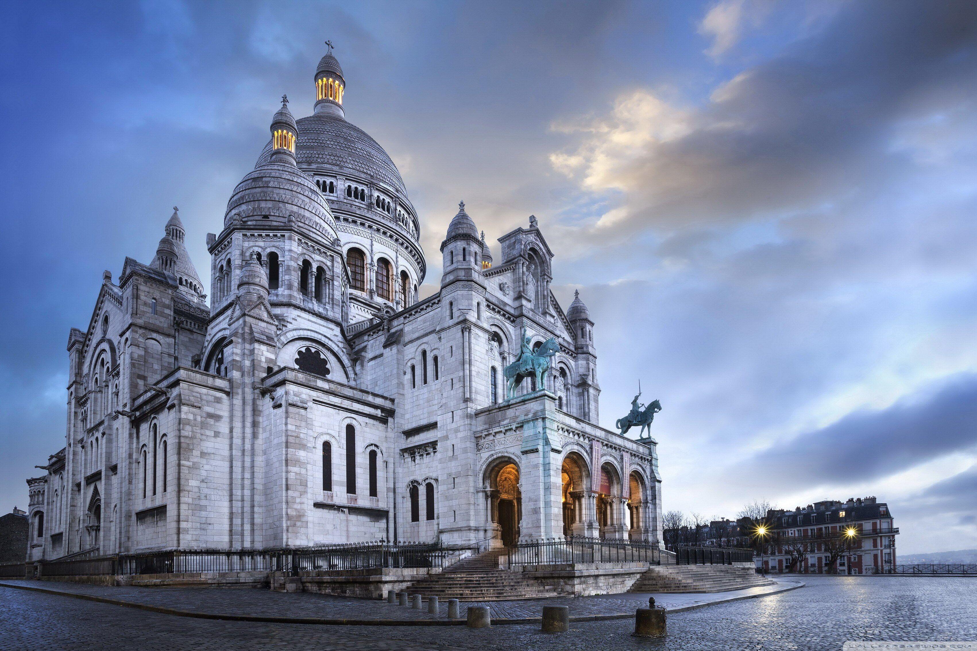 3402x2268 Sacre coeur basilica montmartre paris france wallpaper Living room home art decor wood frame fabric poster 389FJ. fabric posters. home artframe poster