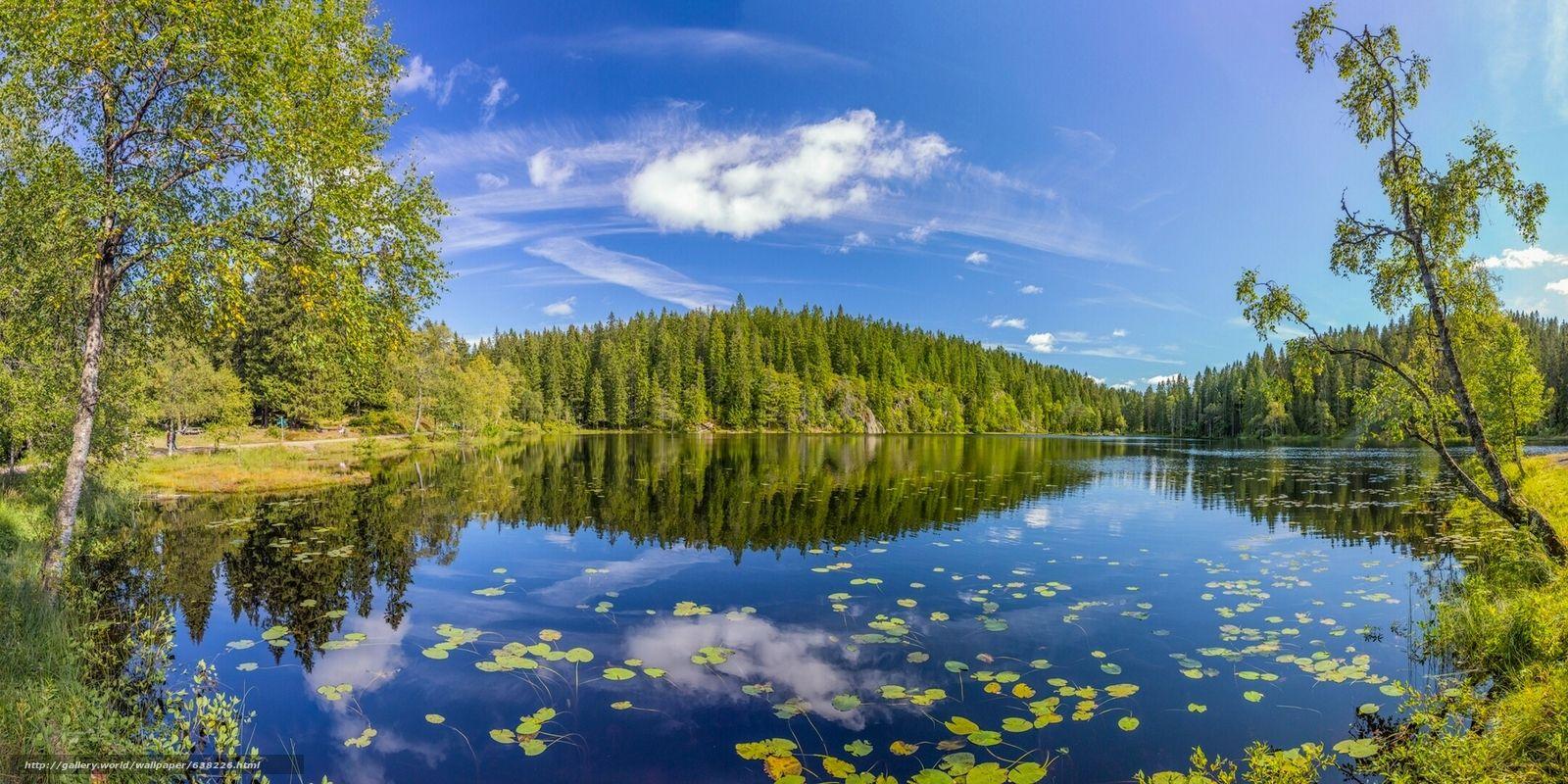 1600x800 Download Wallpaper Skjennungen Lake, Oslo County, Norway, X 1080 Nature