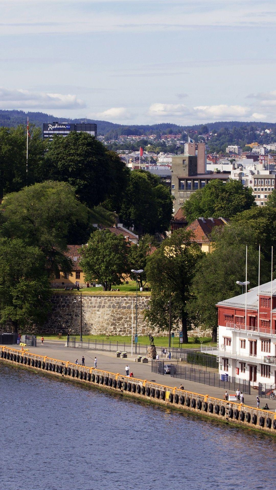 1080x1920 Norway, Oslo, Buildings, Trees, City, River 1080x1920 IPhone 8 7 6 6S Plus Wallpaper, Background, Picture, Image