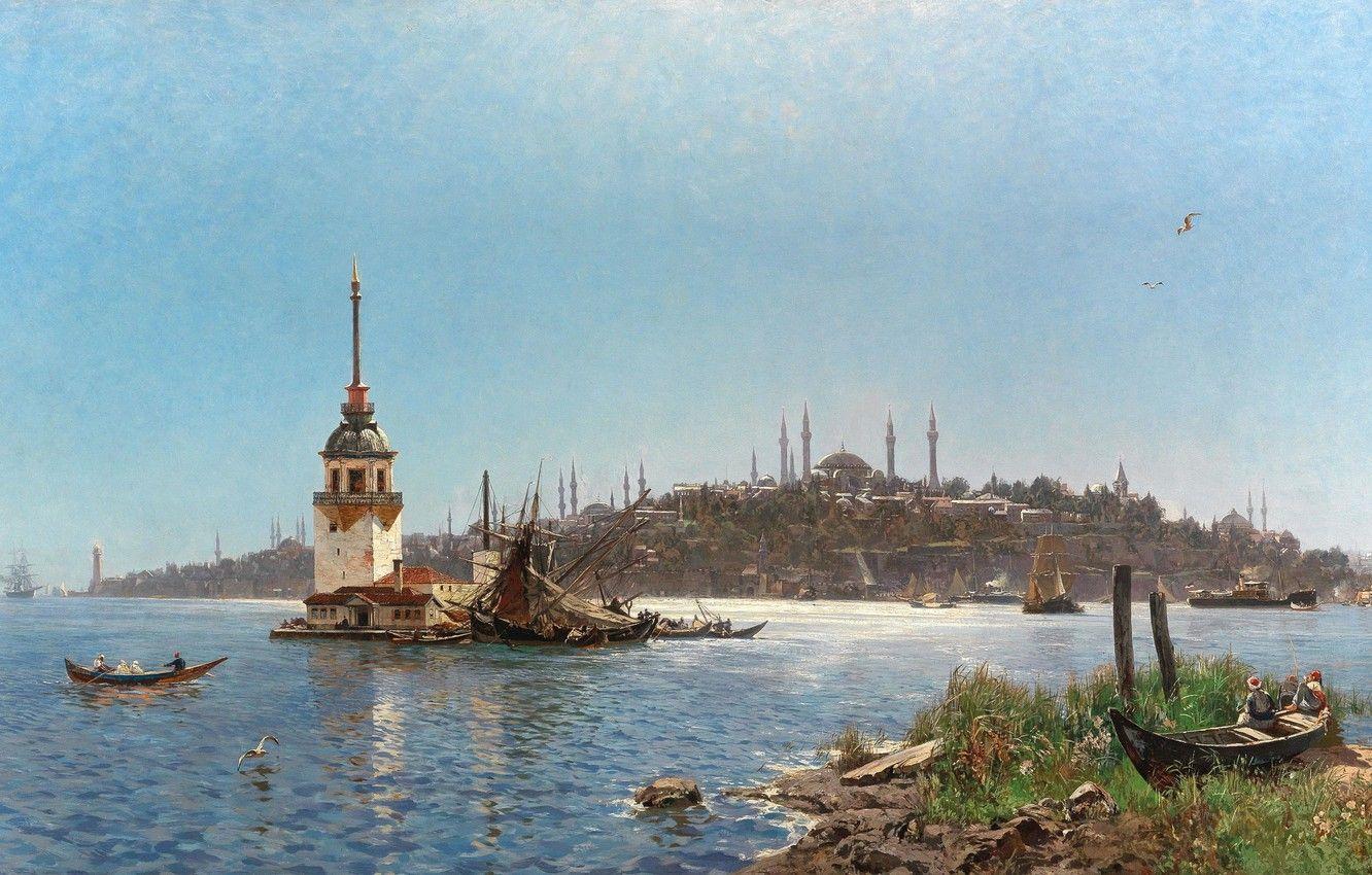 1332x850 Wallpaper German painter, German painter, Carl Saltzmann, Carl Salzman, A view of Constantinople, Views of Constantinople image for desktop, section живопись