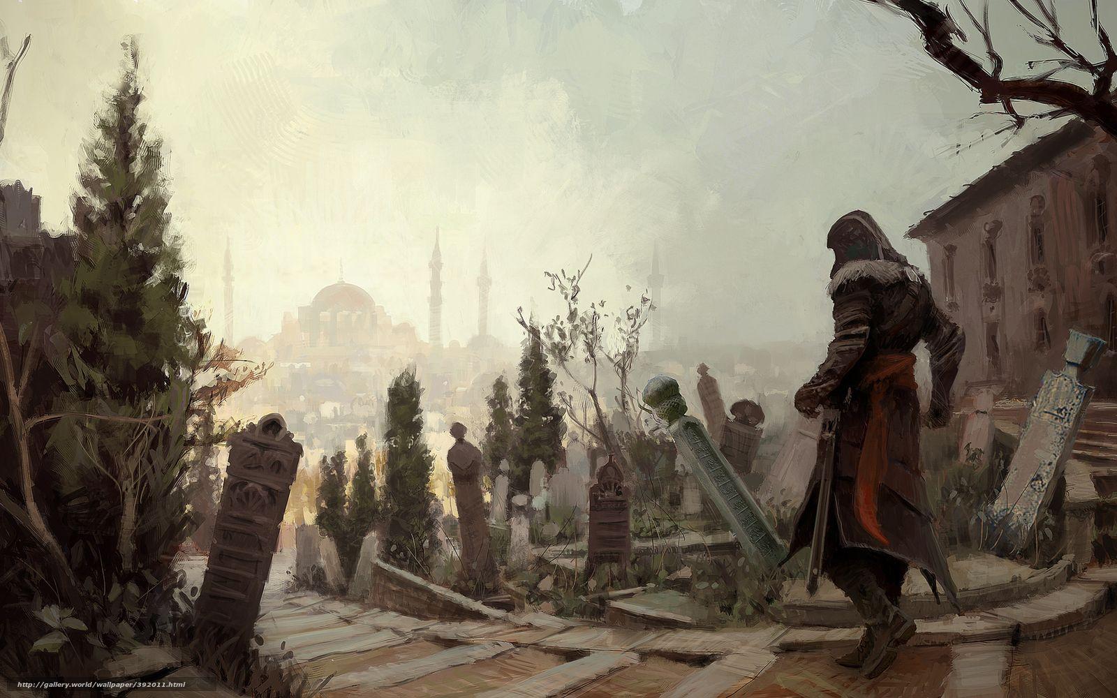 1600x1000 Download wallpaper Ezio, Assassin, Constantinople, city free desktop wallpaper in the resolution 1680x1050