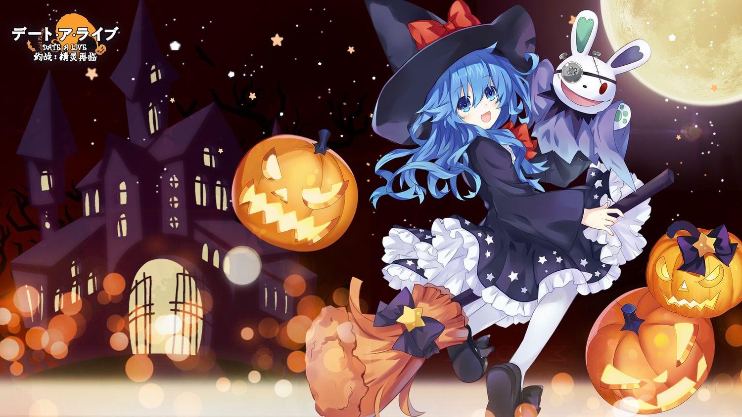 1500x844 date a live yoshino (date a live) dress halloween tagme wallpaper witch