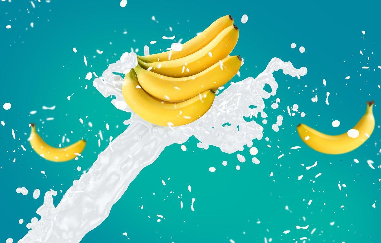 1332x850 Wallpaper squirt, Wallpaper, splash, milk, bananas image for desktop, section рендеринг