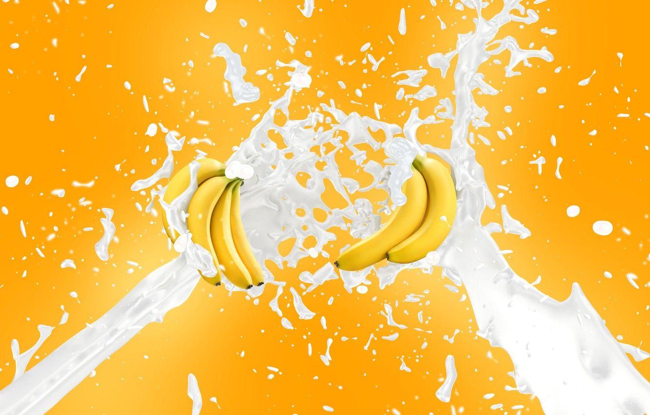 1332x850 Wallpaper squirt, splash, milk, bananas image for desktop, section рендеринг
