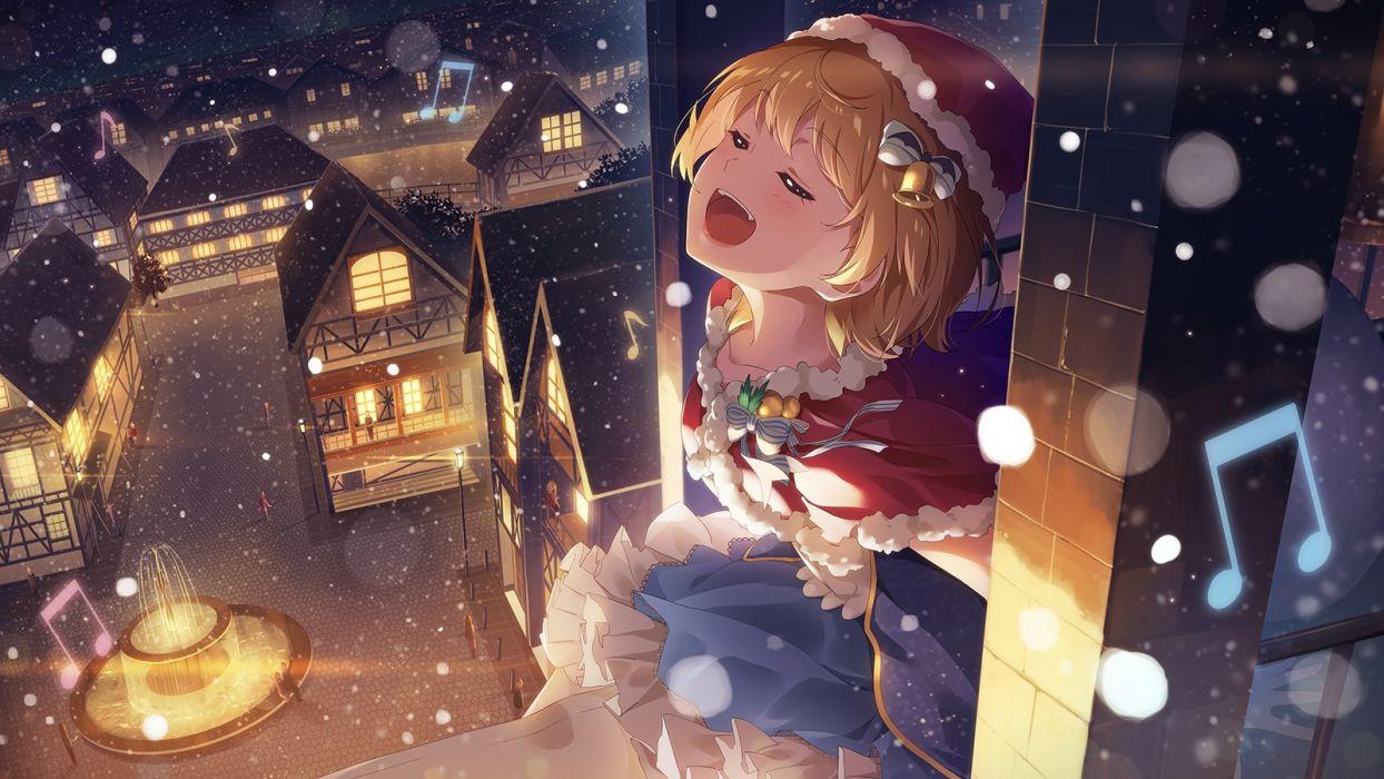 1244x700 bell bow building cape christmas city hat hololive music narumi nanami santa costume santa hat snow yozora mel wallpaperx900