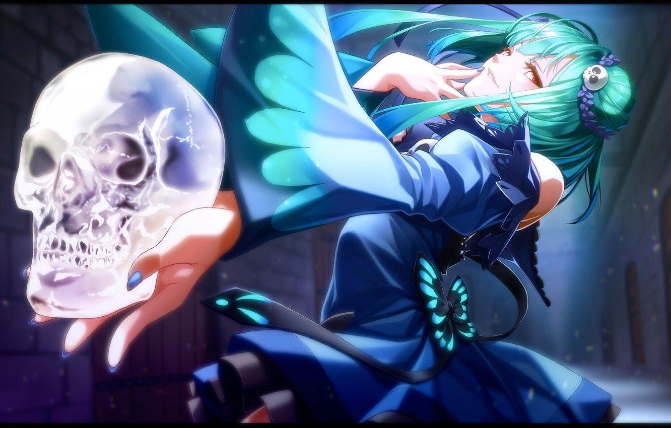 1332x850 Wallpaper girl, skull, art, art, hololive, Virtual YouTuber, uruha rushia image for desktop, section прочее