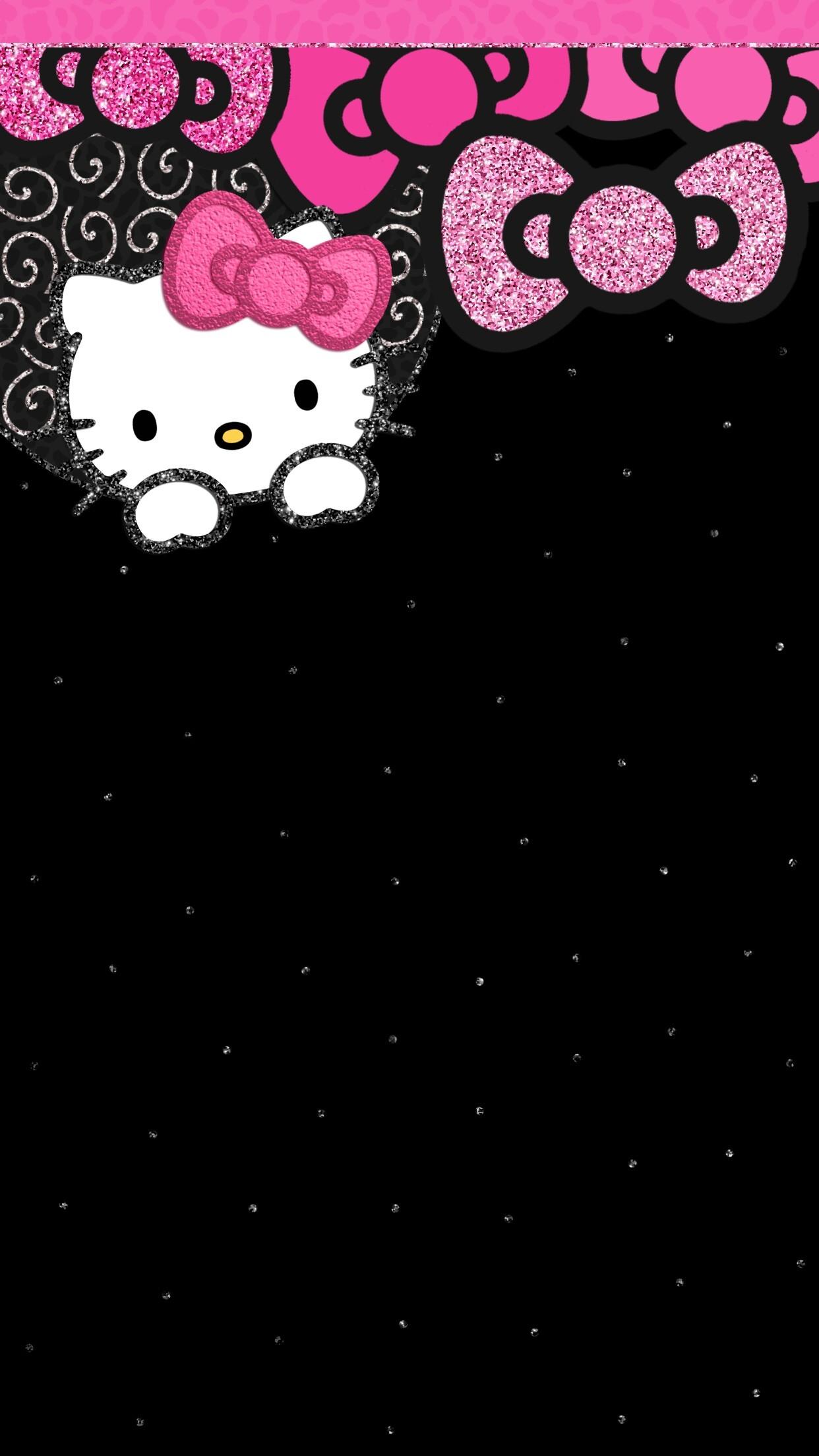 1242x2208 Black And Pink Hello Kitty Wallpaper