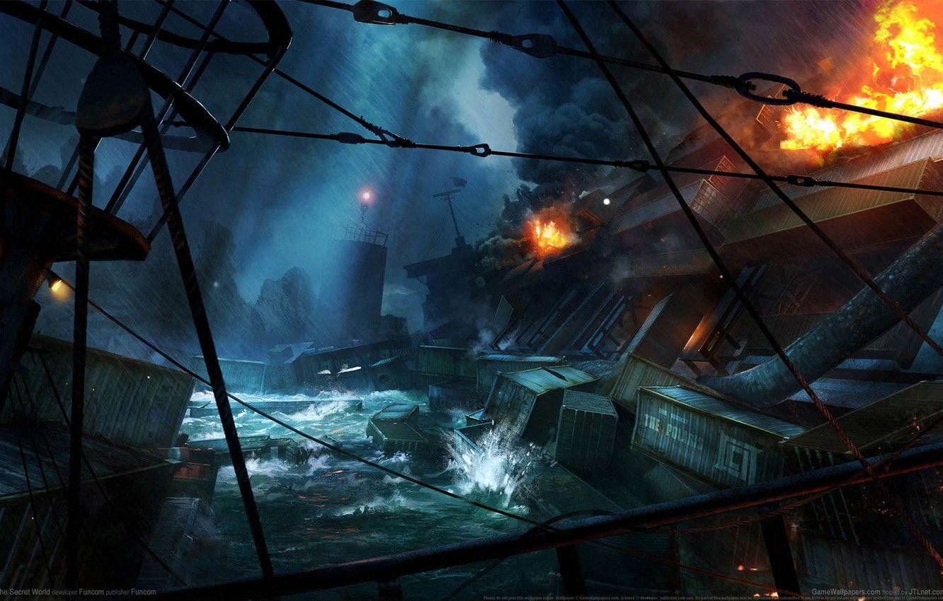 1332x850 Wallpaper sea, ships, Doc, The Secret World, game wallpaper image for desktop, section игры