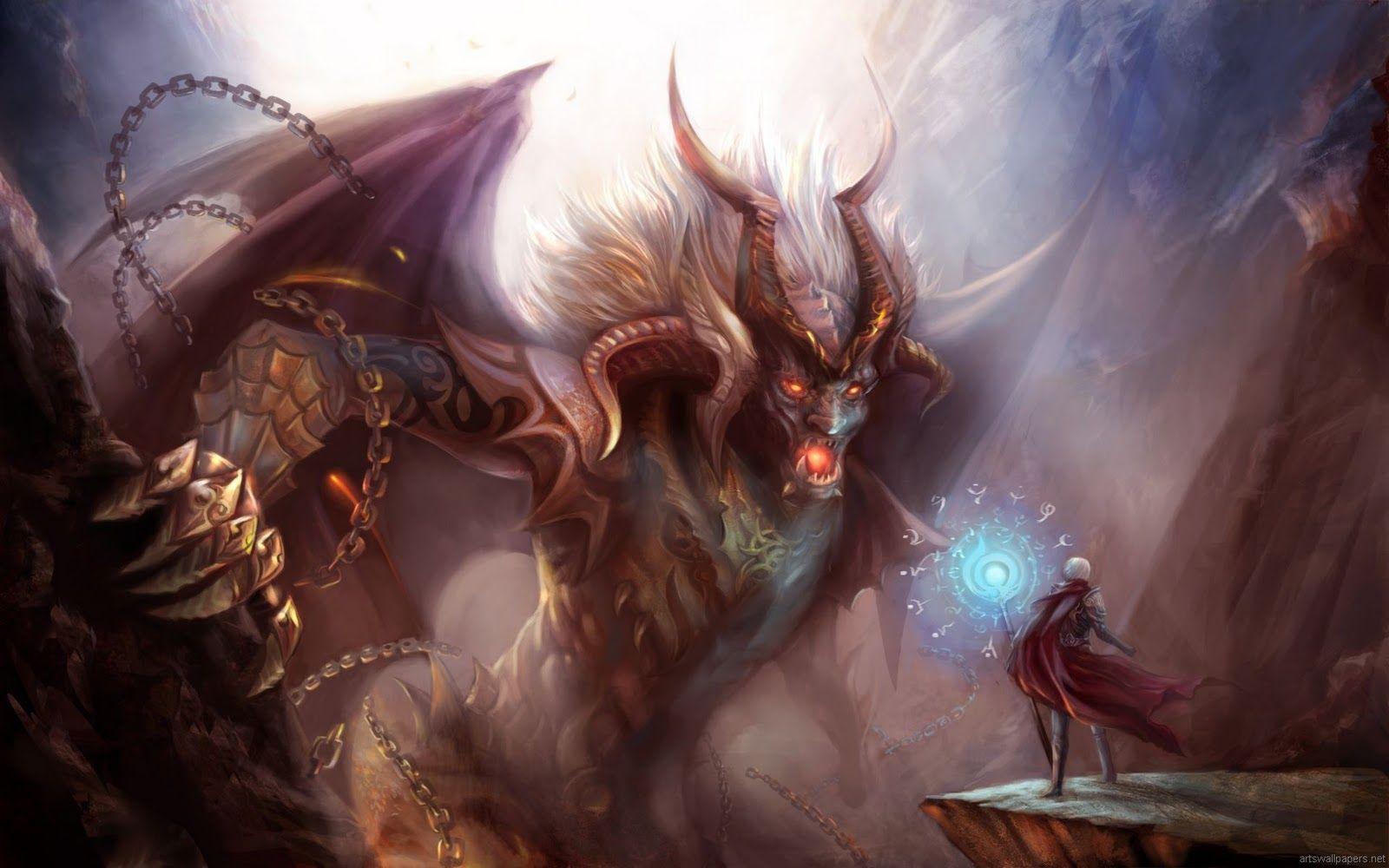 1600x1000 God vs Devil Wallpaper