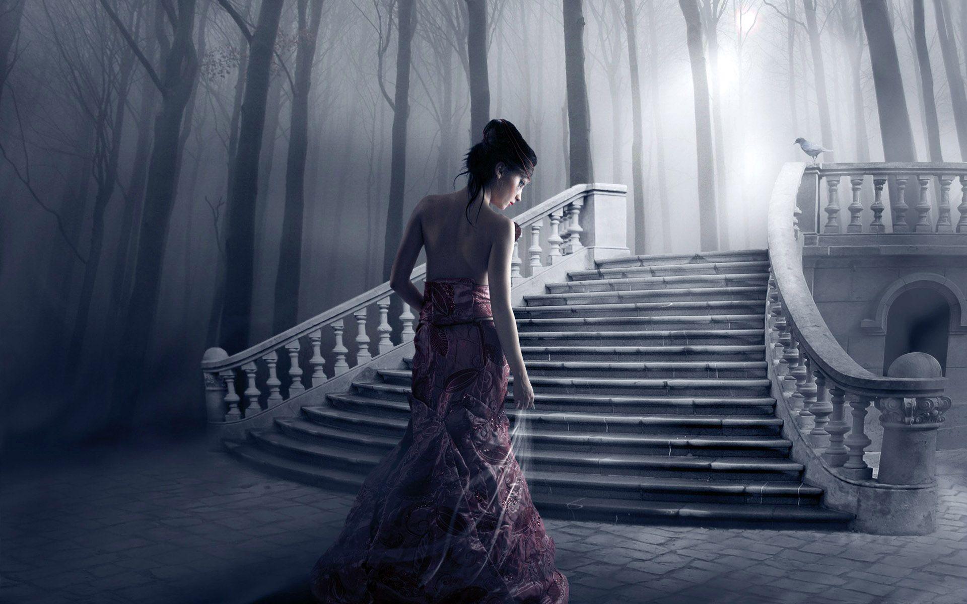 1920x1200 A girl in a dark garden Desktop wallpaper 1280x720